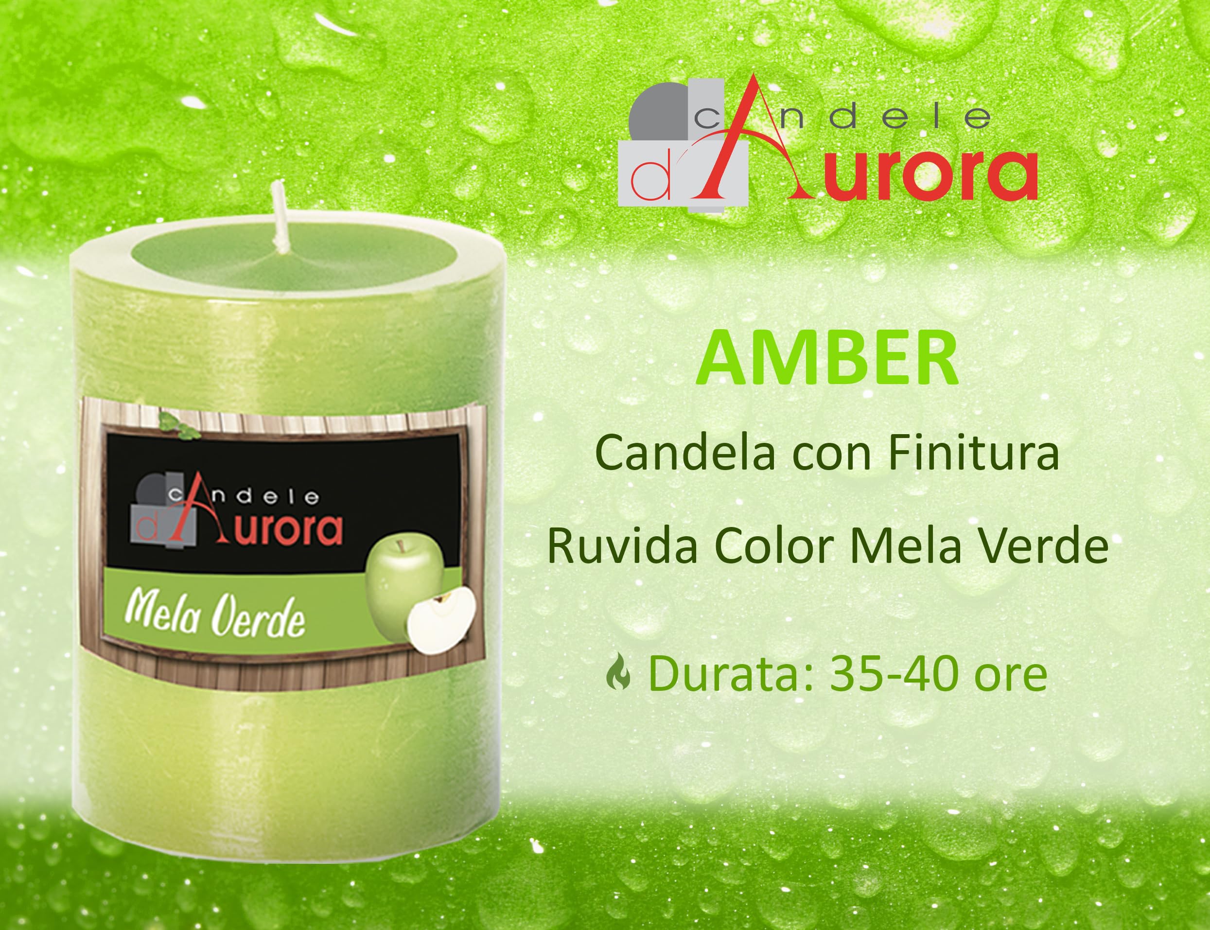 Kaarsen van Aurora Amber met grof, was, violet, 6,8 x 6,8 x 9 cm