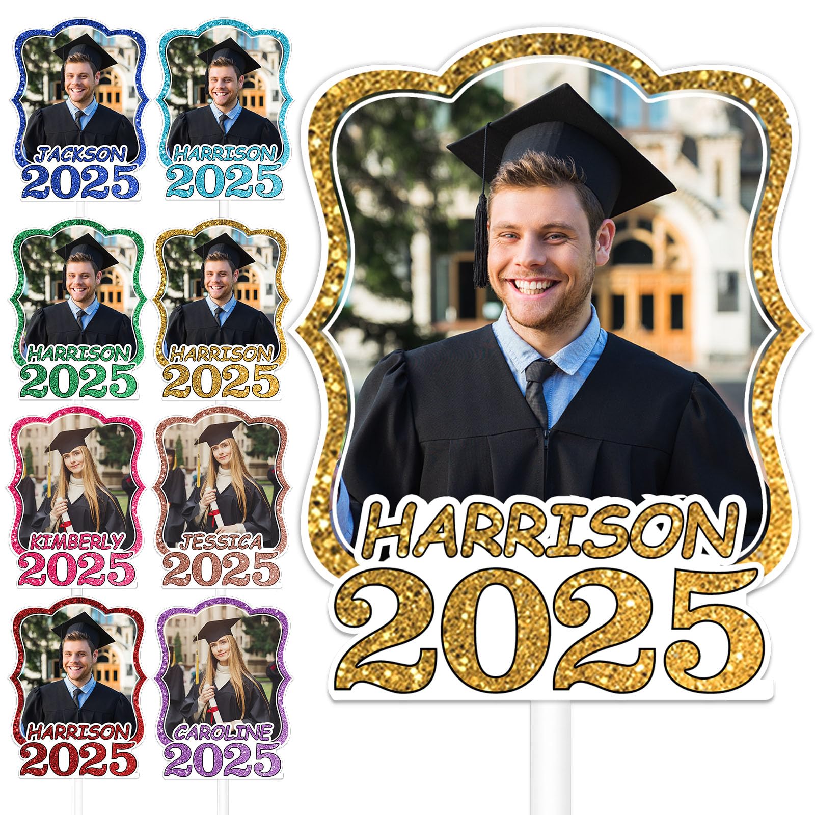 Head Cutouts on A Stick Graduation Fans with Photo 2025, Custom Fat Face Heads Cardboard Cutout Graduates Decoration Gifts-12PCS