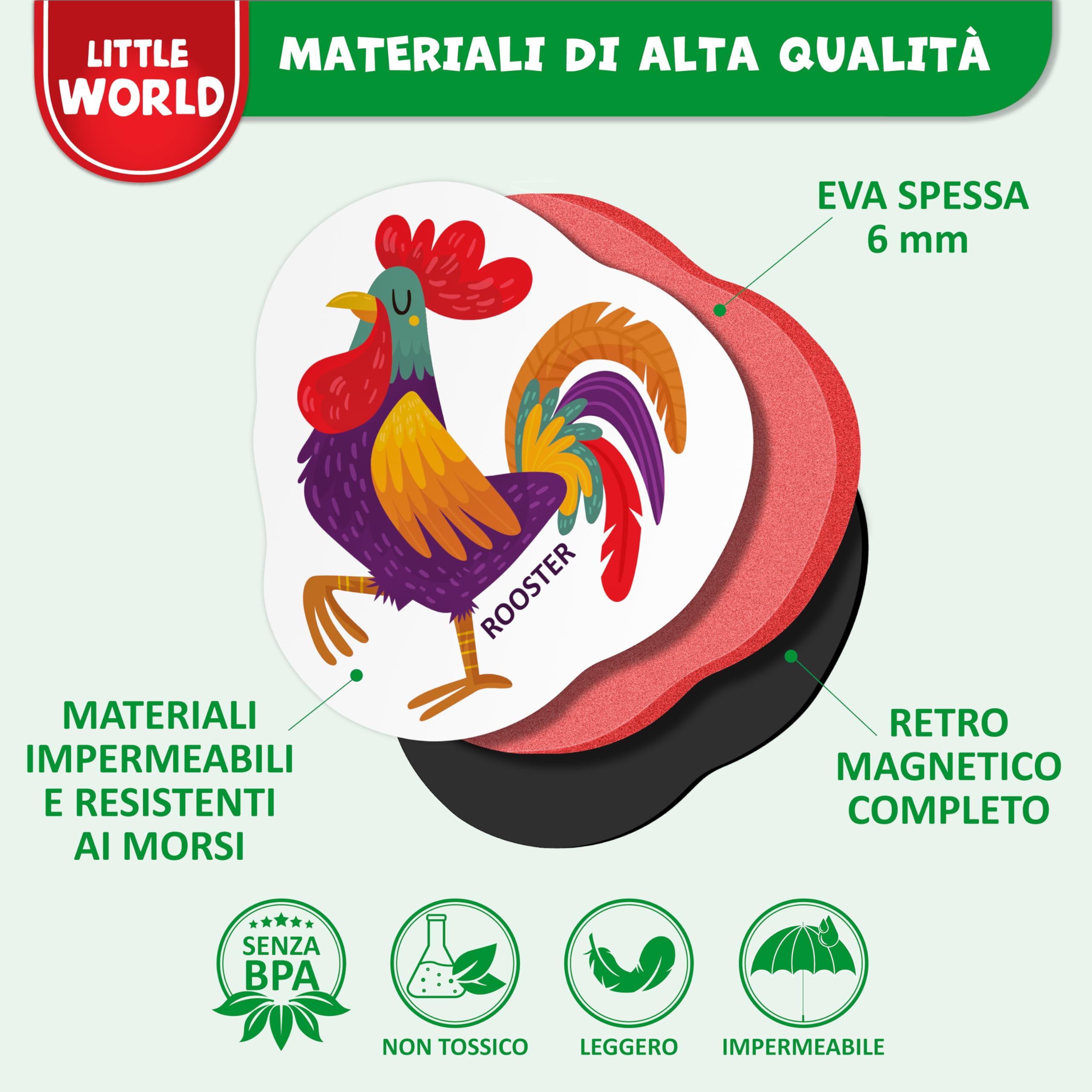 Little World 27 magneti per frigorifero in schiuma per bambini 1-3 – Magneti per bambini grandi – Magneti per frigorifero per bambini – Magneti per bambini – Magneti per animali