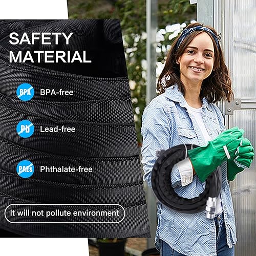 Miniatura 3 de La manguera tejida de tela de jardín de 25 pies y 50 pies es una manguera de agua ligera con un diseño flexible de 58 pulgadas, resistente y