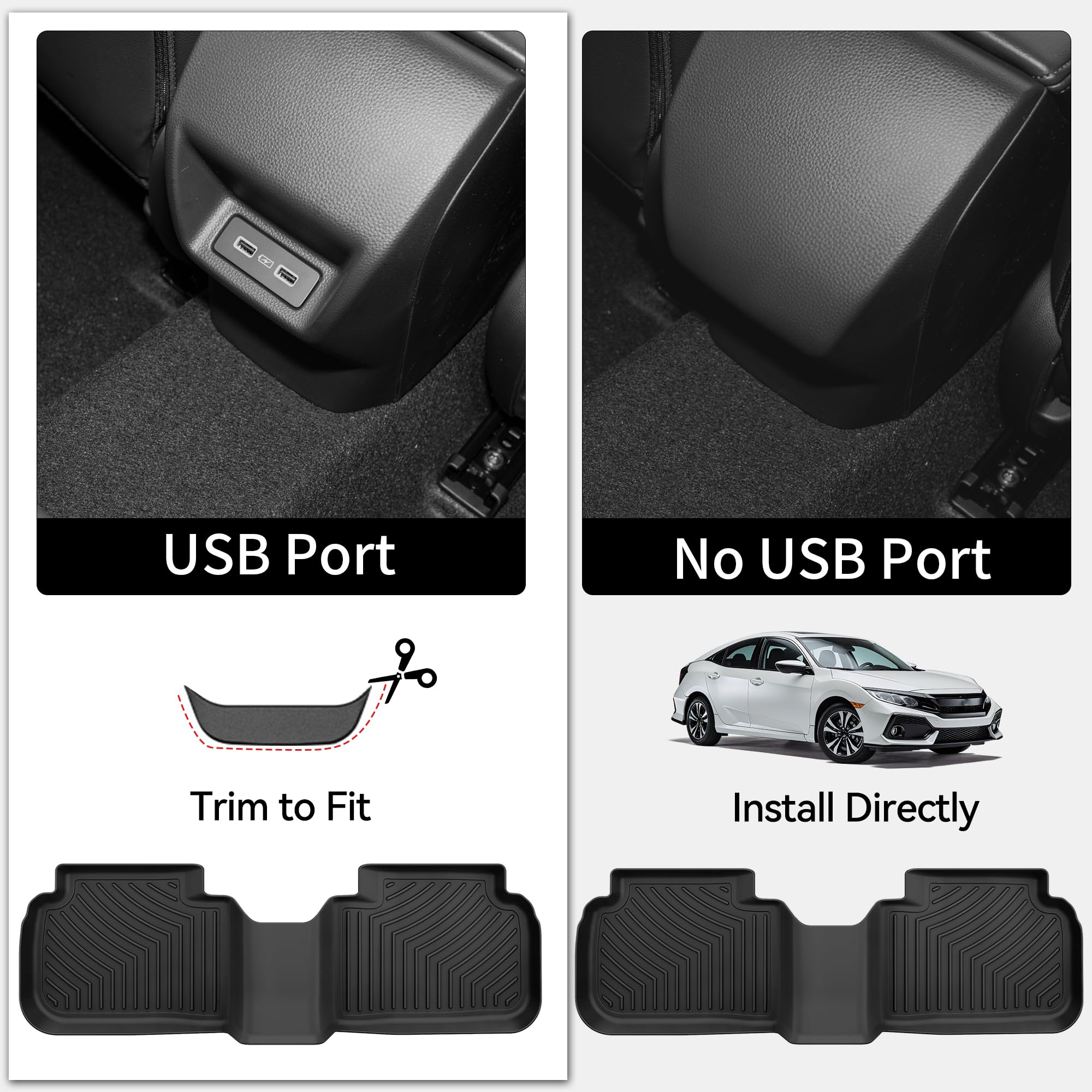 OEDRO Floor Mats Fit for 2022-2026 Honda Civic Sedan 2023-2026 Acura Integra All Weather TPE Car Floor Liners — view 2