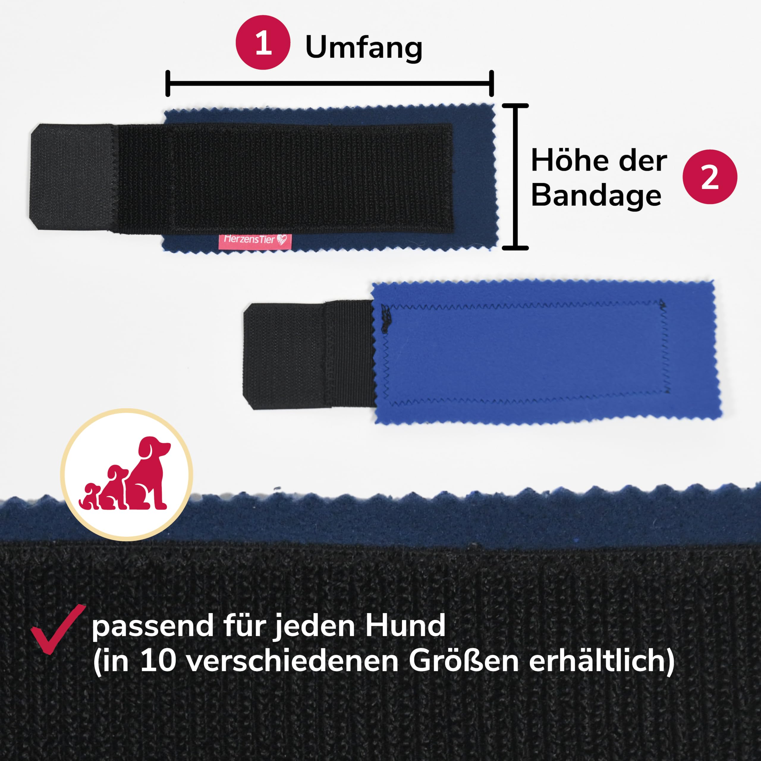 Krallenschutzbandage Gr. M30 für Hunde, Schutz für Wolfs- und Daumenkralle, doppelseitiges Fleece, für Hundesport, Jagd & Agility