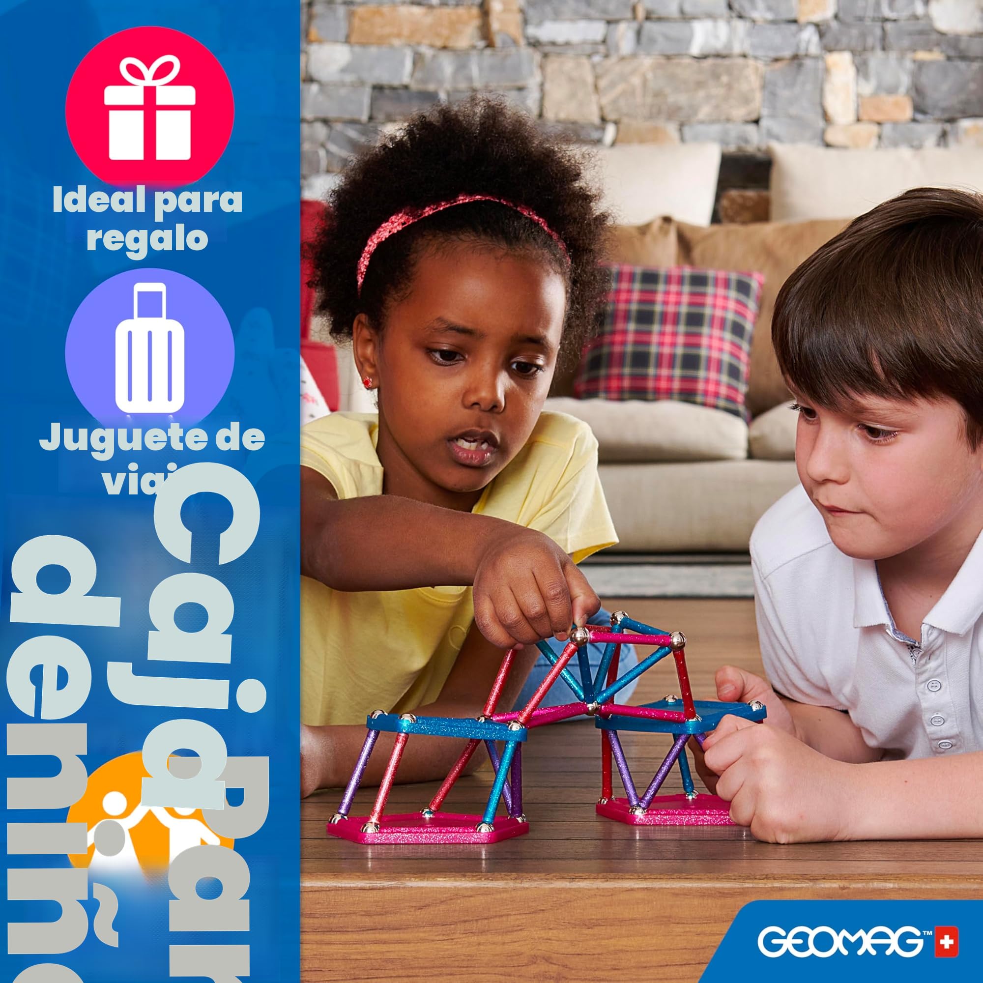 Geomag Supercolor, Juego de Bloques de Construcción Magnéticos para Niños, Juguete Magnético, Colección Verde de Plástico 100% Reciclado, 78 Piezas