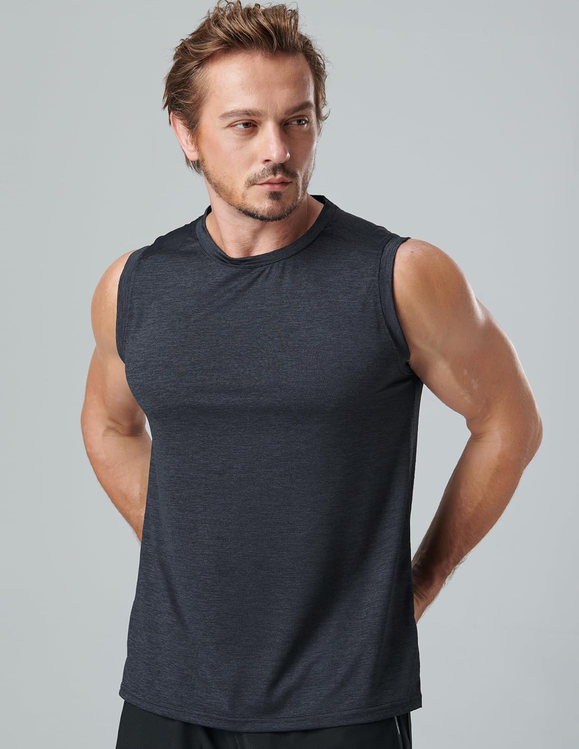 Liberty Imports Pack of 5 Men's Stretch Cool Dry Muscle Tank Tops Athletic Crewneck Sleeveless Workout Shirts - Image 6