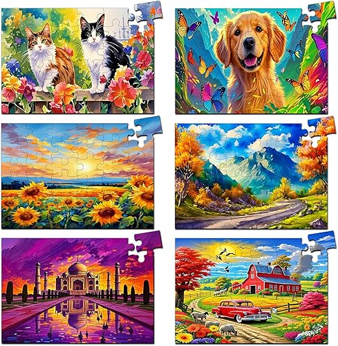 Miniatura 1 de Paquete de 6 rompecabezas grandes de 36 piezas para personas mayores, productos fáciles de demencia, Alzheimer, actividades de demencia, juego de