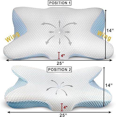 Miniatura 6 de Almohada cervical ergonómica de espuma viscoelástica para aliviar el dolor, almohada ortopédica de contorno para dormir de lado, espalda y estómago,