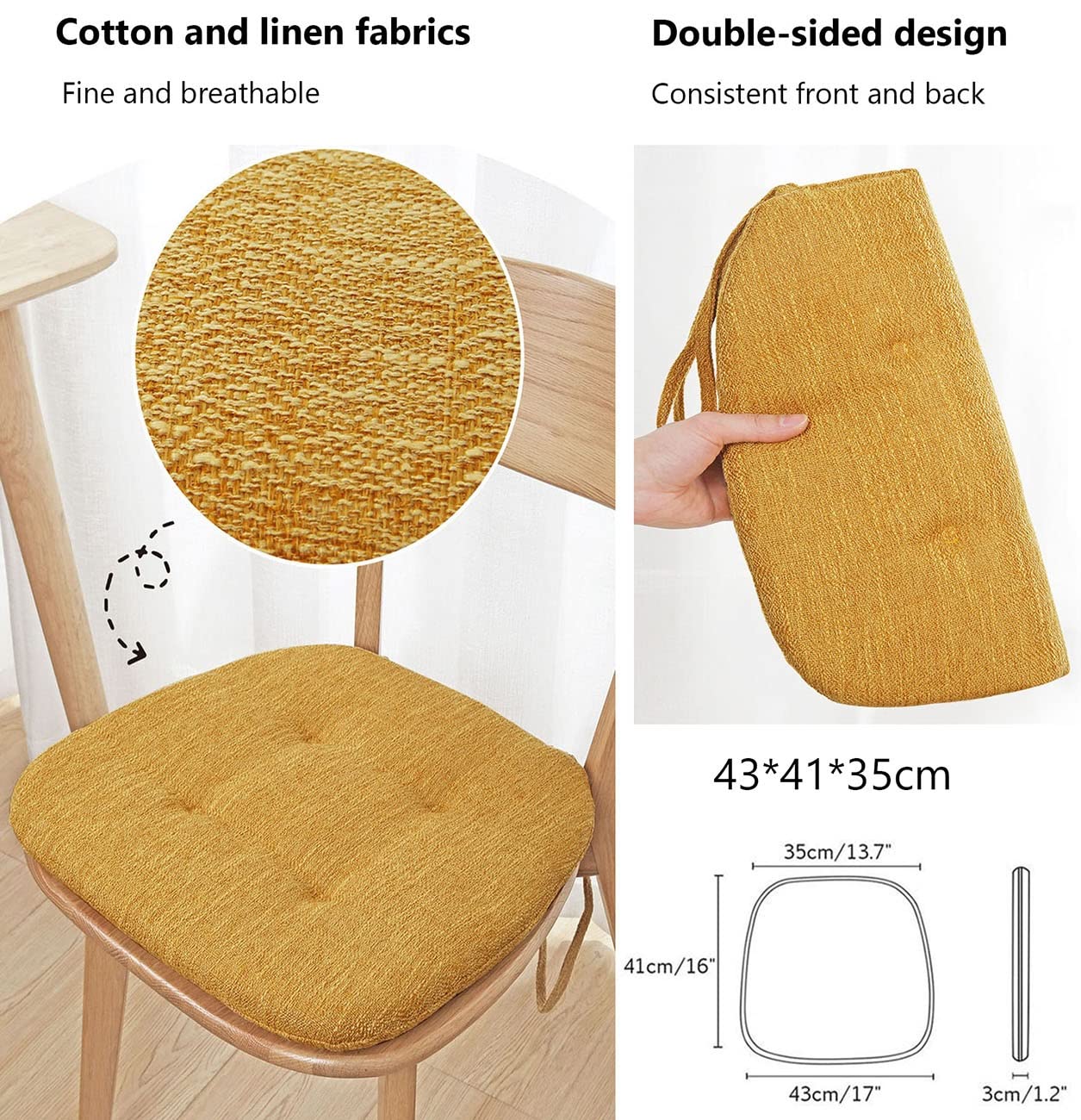 2/4/6 Confezioni Di Cuscini Per Sedie Da Pranzo, Cuscino Per Sedia Da Cucina A Forma Di U, Cuscino Per Sedile A Forma Di U Con Lacci (set Di 2/4/6) ( Color