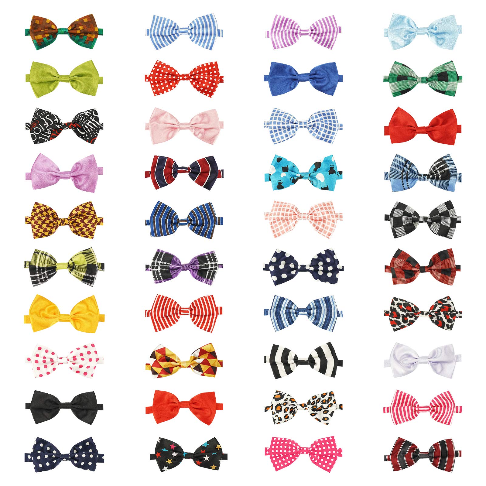 Segarty Bow Ties for Dogs Bulk, 40pcs Cat Dog Bowties with Adjustable Collar for Medium Small Dogs, Grooming Shop Accessory Gift