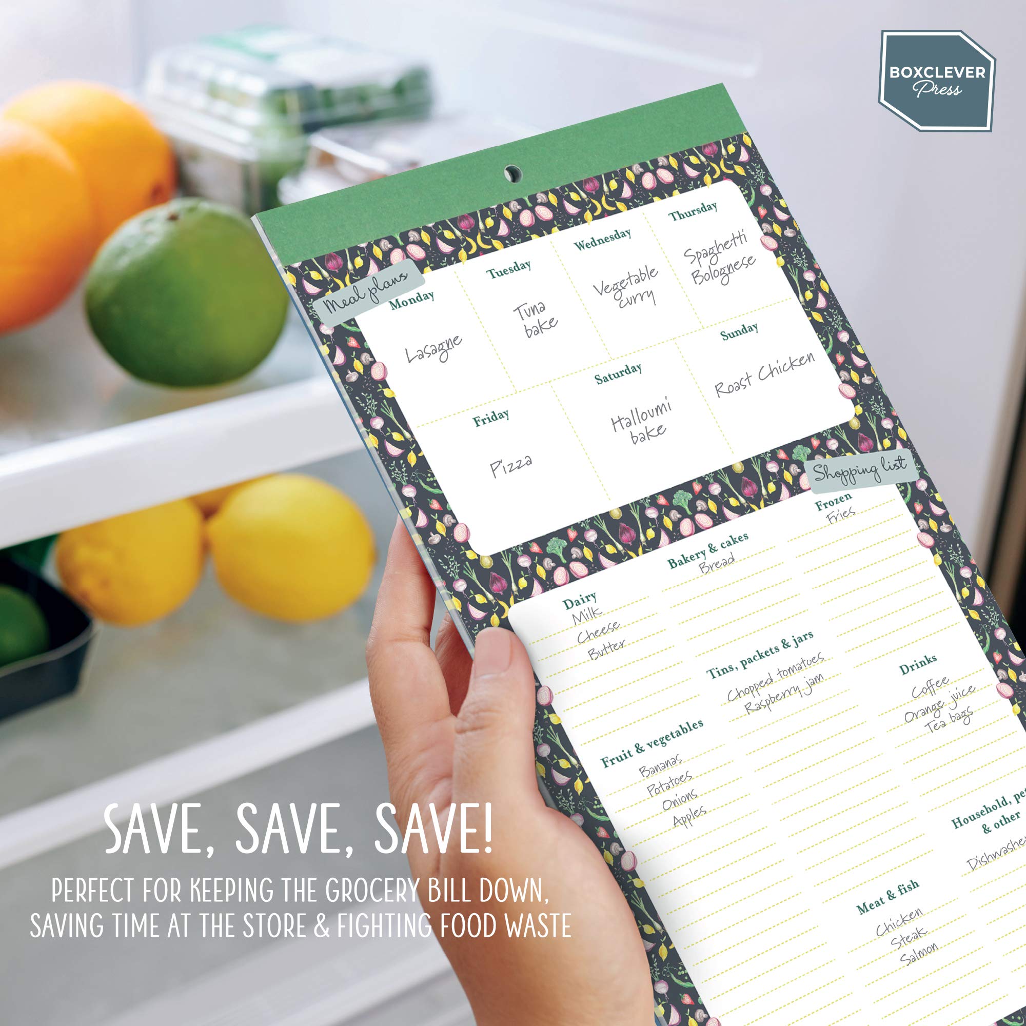 Boxclever Press Shopping List Pad for Fridge. Meal