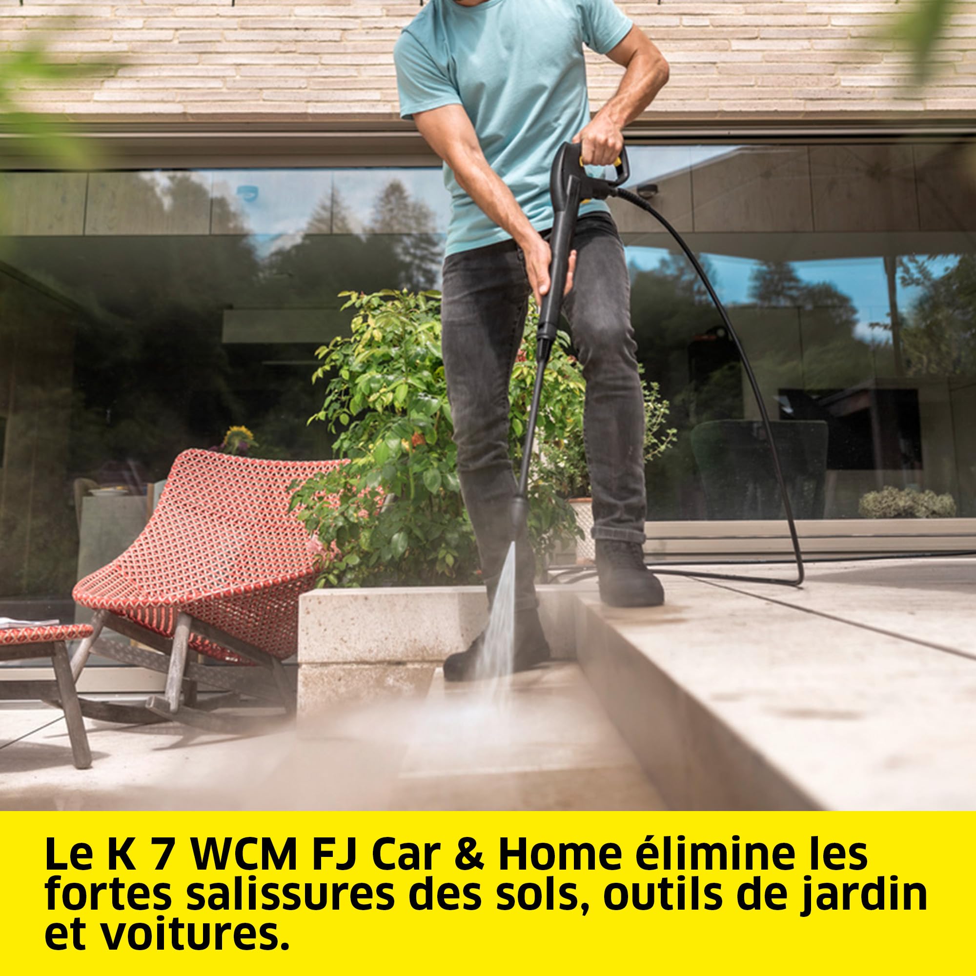 Kärcher Nettoyeur Haute Pression K 7 WCM FJ, Pression Max. 180 Bar, Débit : 600 l/h, Surface : 60 m²/h, Poids : 17.1 kg, Pistolet HP, Lance Vario Power, Rotabuse, Buse à Mousse