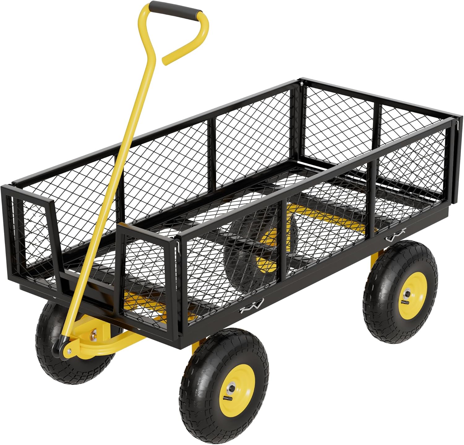 Devoko 900 LBS Garden Wagon Cart with Wheels, Heavy Duty Metal Utility Cart Foldable for Outdoor, Beach and Yard (Black)