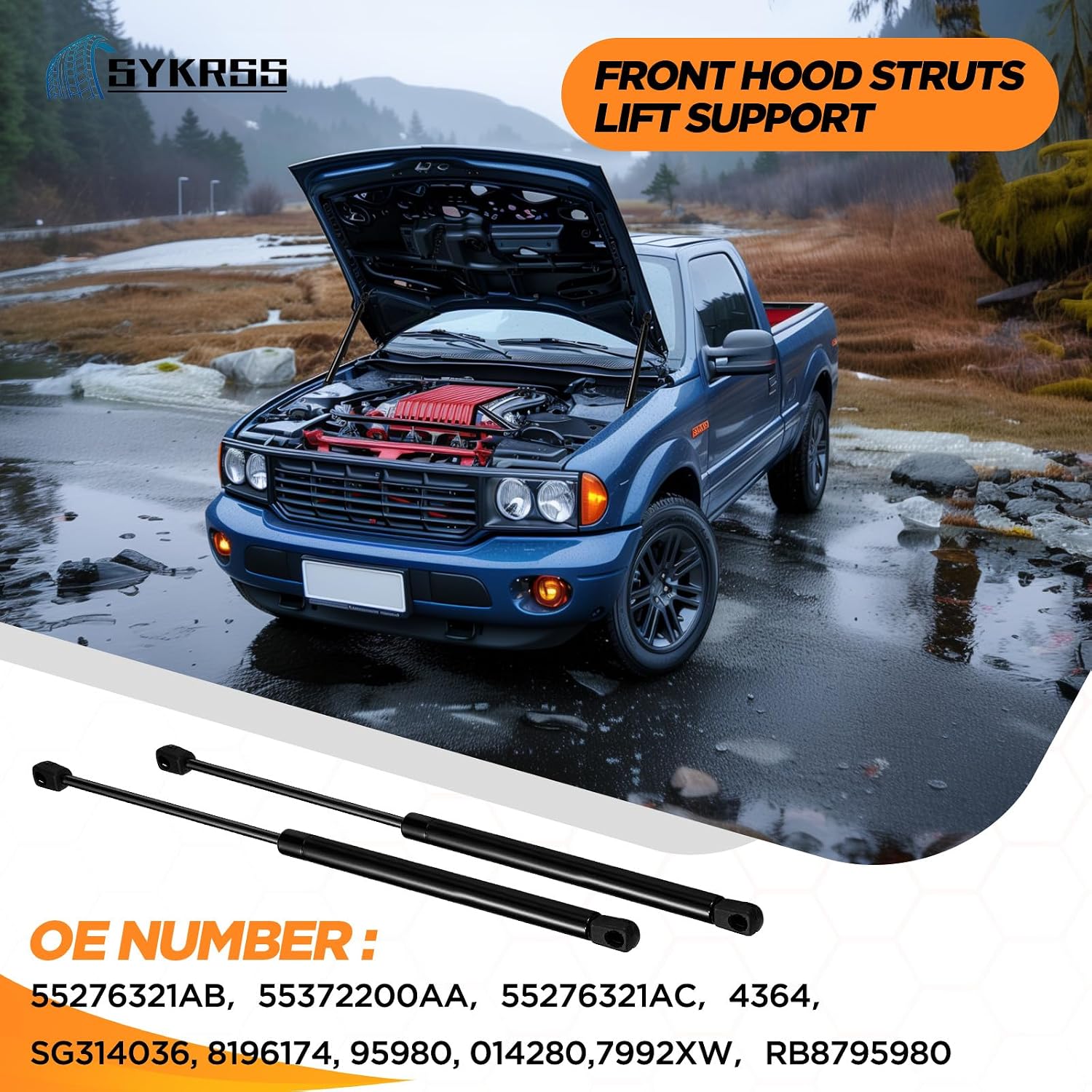 4364 Front Car Hood Struts Shock Lift Support Gas Spring Compatible with Ram 1500 2500 3500 4500 5500 2002 2003 2004 2005 2006 2007 2008 2009 2010,Replacement SG314036 Hood Struts, 2 Pcs