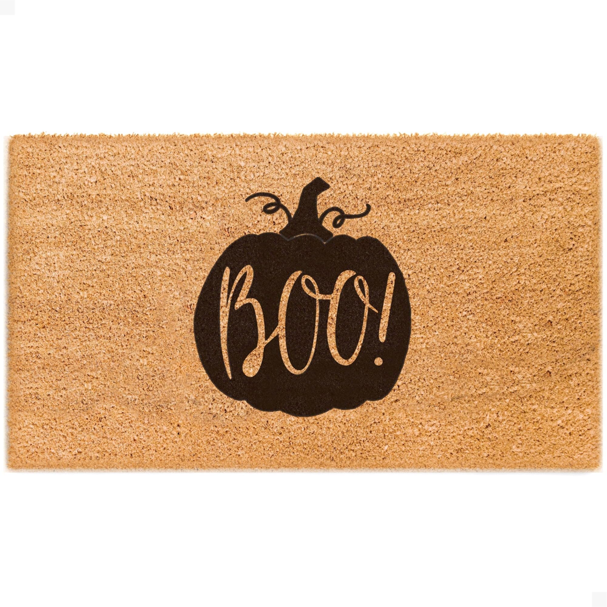 THEODORE MAGNUS Natural Coir Doormat with Non-Slip Backing - 17 x 30 - Outdoor/Indoor - Halloween Door Mat - Boo