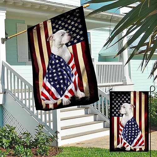 Miniatura 8 de FLAGWIX Banderas de casa de bulldog americano, bandera de decoración de perro, bandera de casa de 30 x 40 pulgadas, decoración para el hogar,