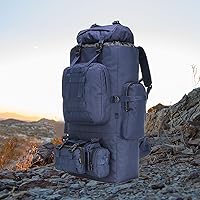 Vista 6 de King'sGuard 100L Camping Hiking Backpack Molle Rucksack Military Camping Backpacking Daypack Blue