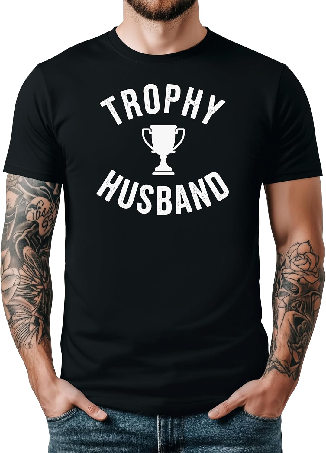 Trophy Husband Shirt for Men Funny Trendy Husband Tee Graphic Tshirt for Adult Men