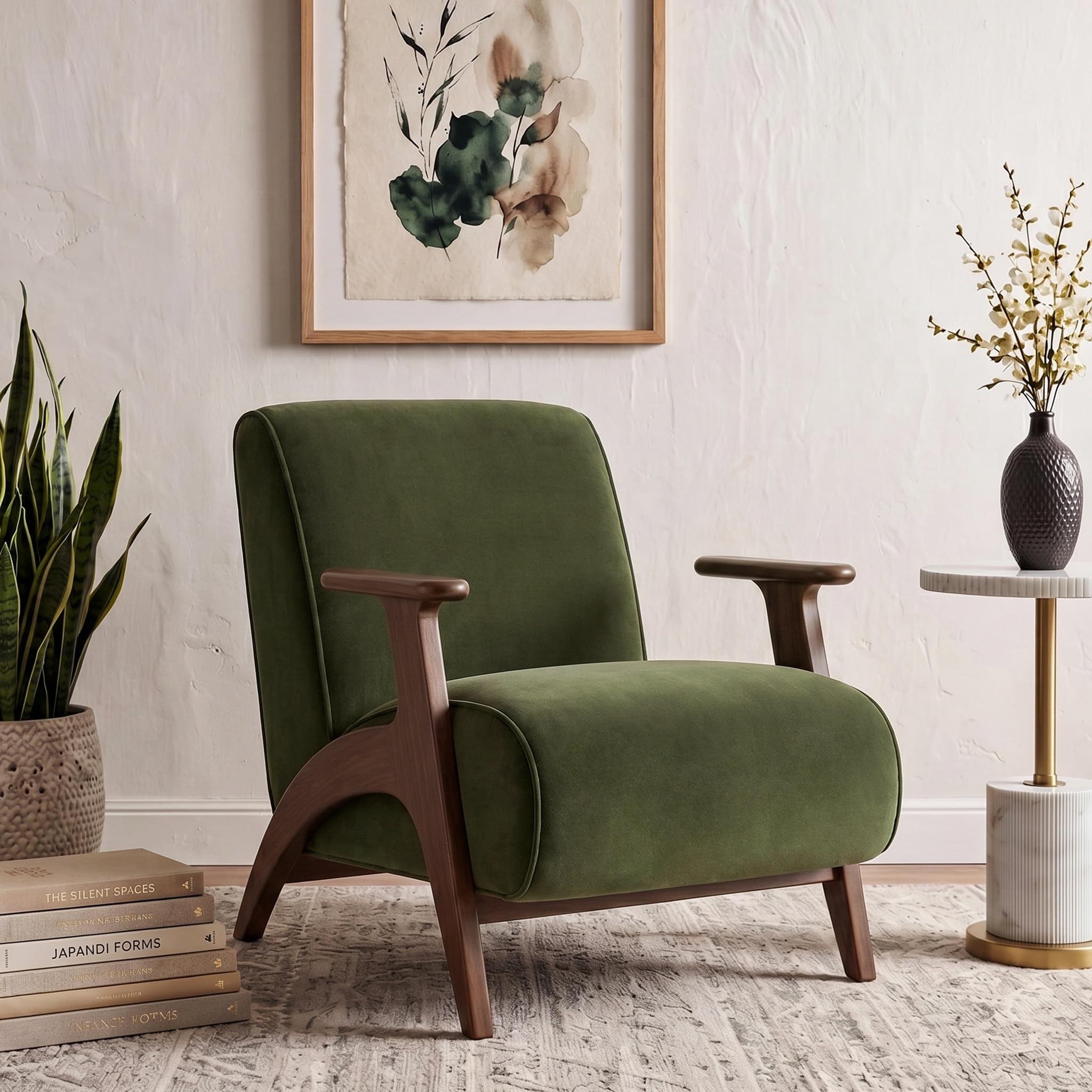 Urban Ladder Nido Fabric Lounge Chair in Deep Olive Velvet Colour-picture-22