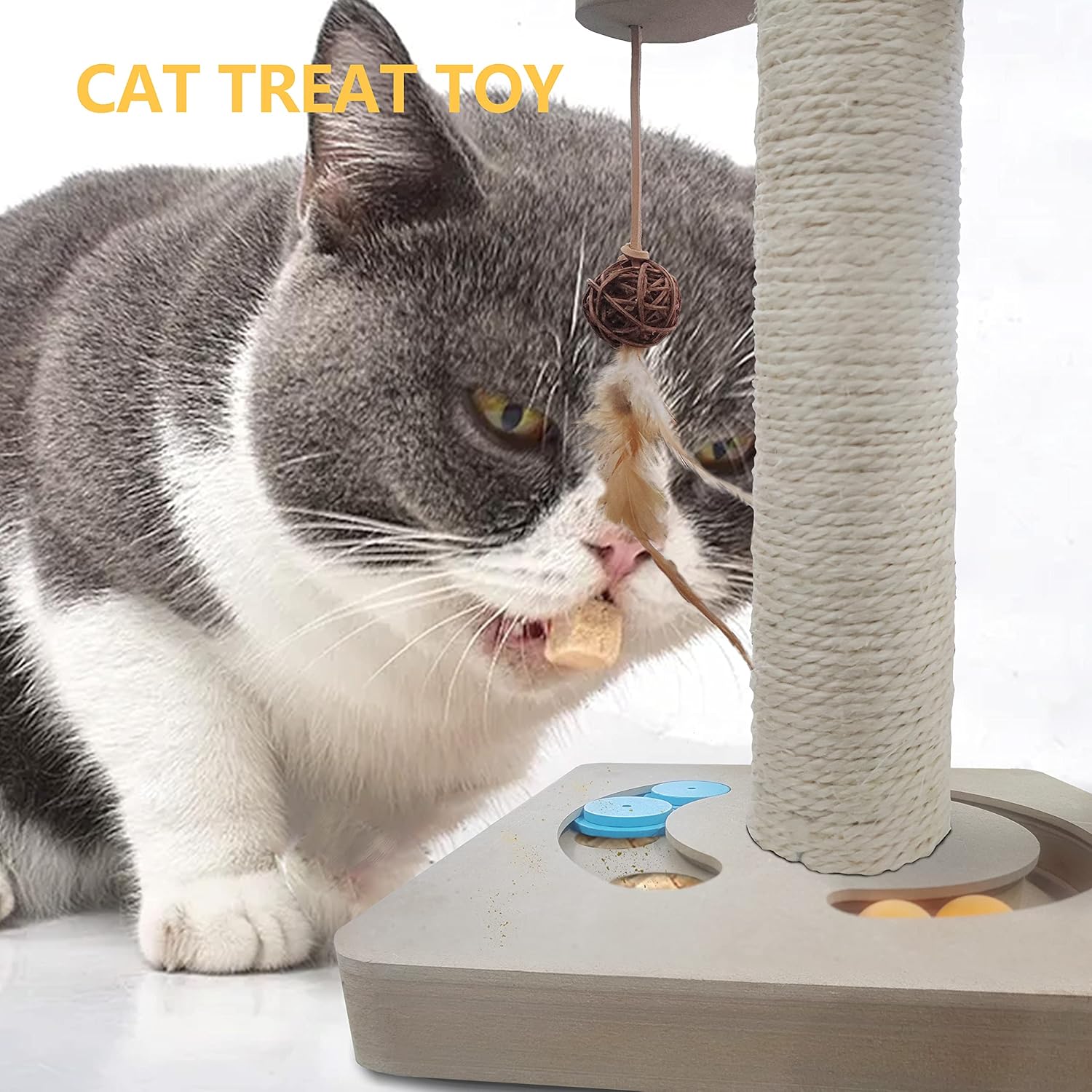 review Cat Scratching Posts for Cat Indoor Cats,Cat Scratch Post with Hanging balls,Vertical Cat Scrathcer with Interactive Cat toys,Scratching Post for large cats and kittens