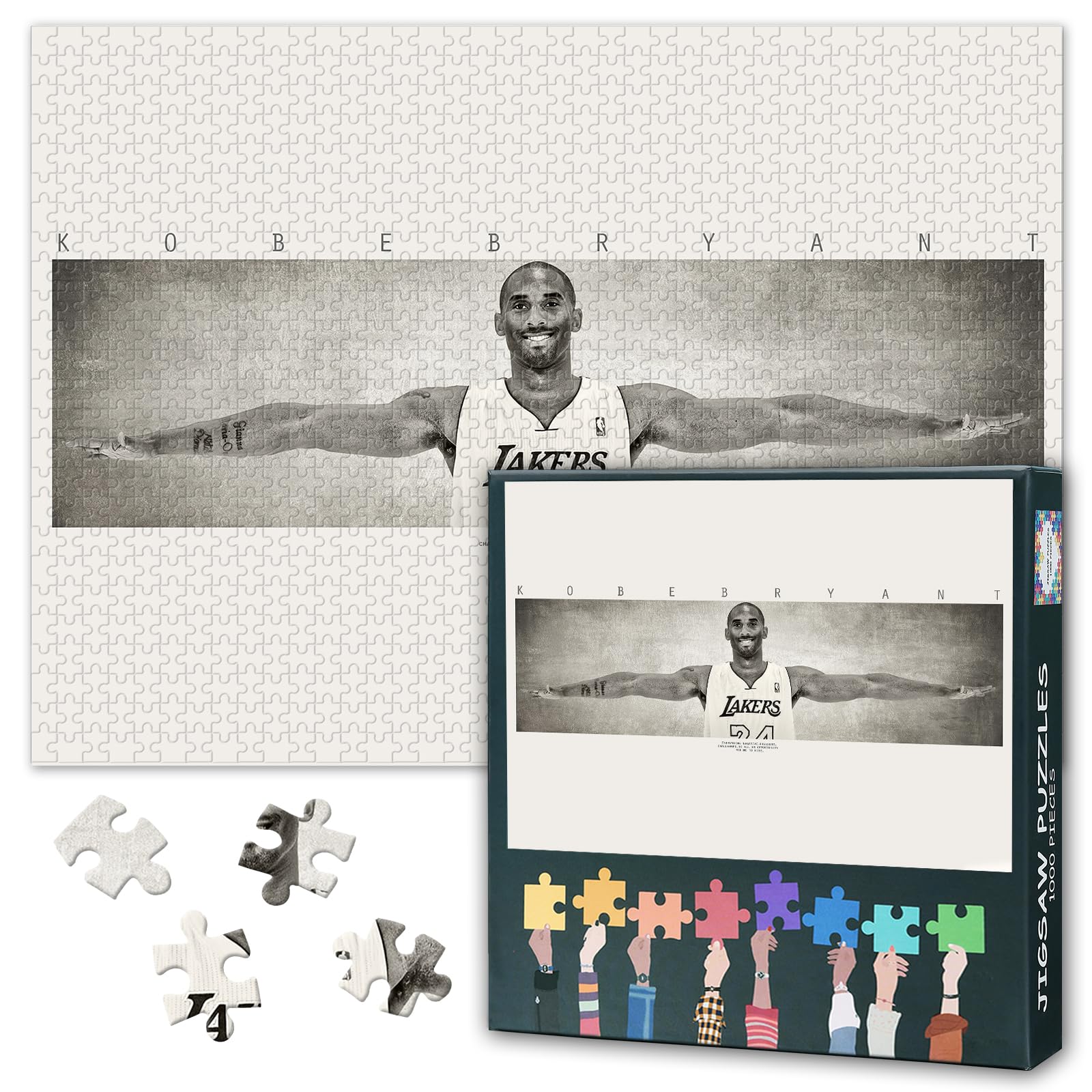 Kobe Bryant 1000 Piece Puzzle for Adults, Basketball Jigsaw Puzzles 1000 Pieces Difficult and Challenge Mamba Mentality, 27.5x19.7 Inch Family Puzzle