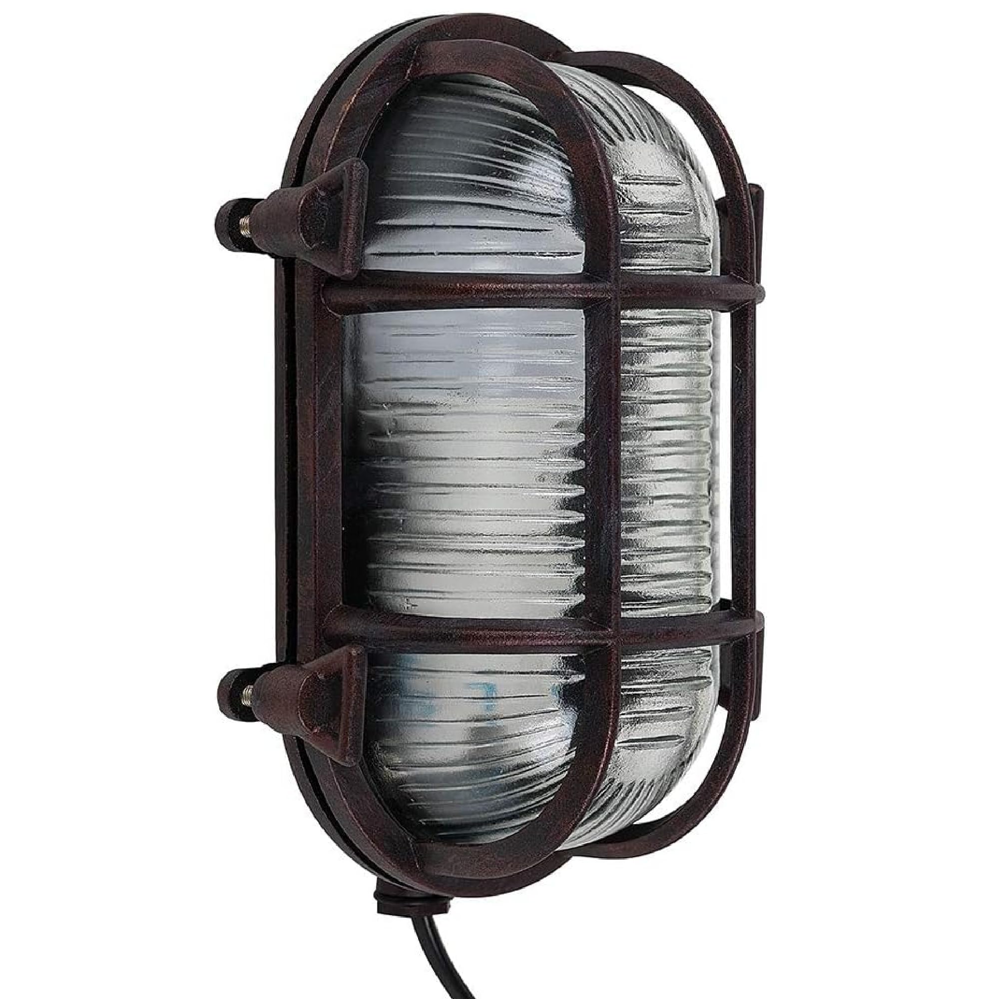 ValueLights Bow Nautical Oval Bulkhead IP64 Outdoor Garden Wall Light - Bronze