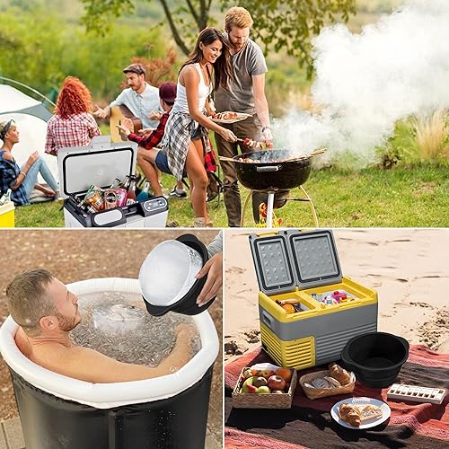 Miniatura 4 de YUBIRD Molde de bloque de hielo extragrande, moldes de silicona para cubitos de hielo para enfriadores de baño de hielo, cubo de hielo redondo,