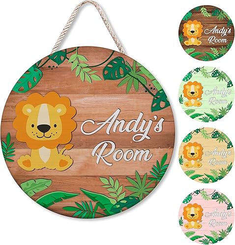 Miniatura 7 de Hyturtle Letrero personalizado de elefante, letrero personalizado de bosque, nombre del niño, letrero de puerta de niños, decoración de pared de