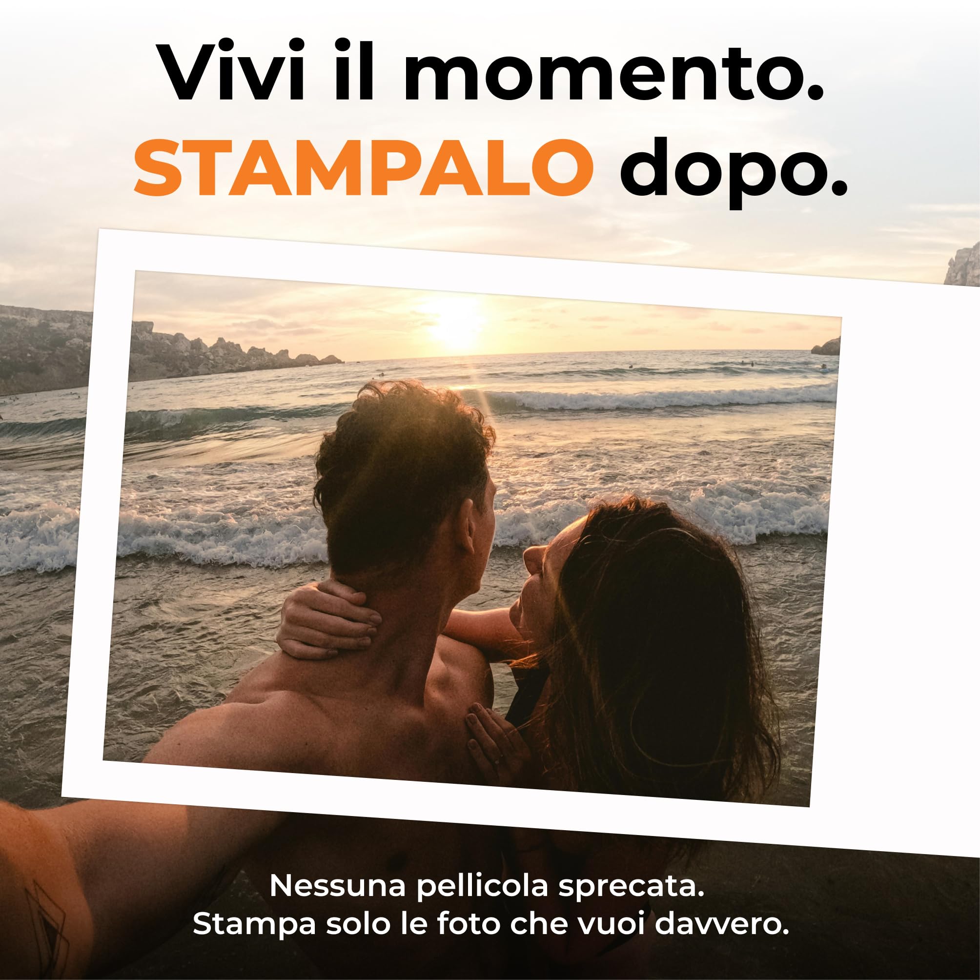 Denver MCP-6010 Mini stampante fotografica per smartphone, stampante portatile a colori con Bluetooth 5.2, 600 DPI, iOS e Android, stampante fotografica portatile con batteria, cartuccia e set di 20