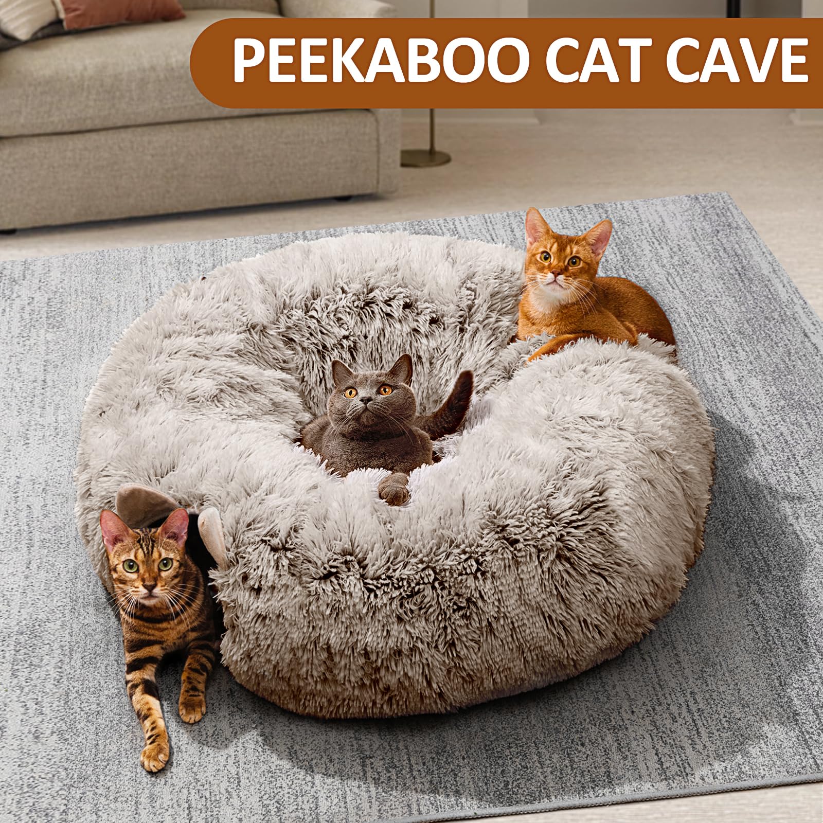 Cat Tunnel With Cat Bed For Indoor Cats Soft Plush Desertcart