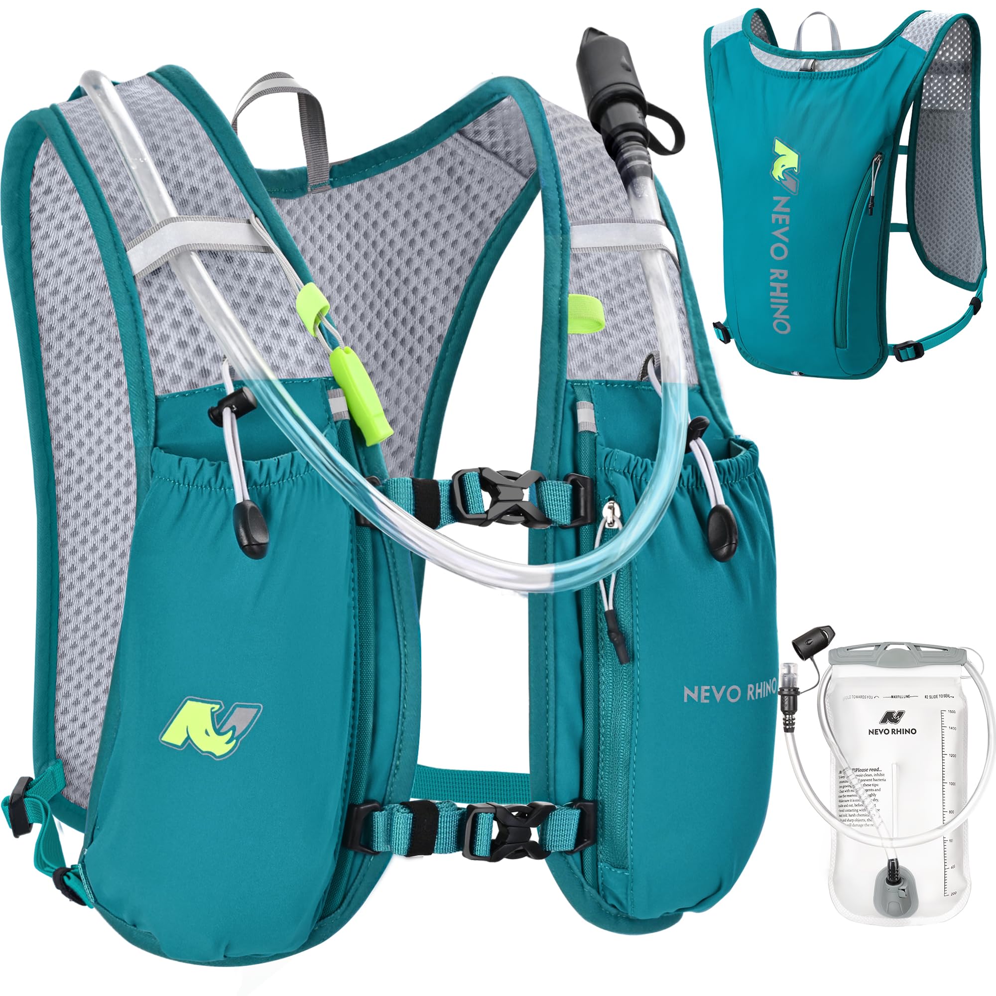 N NEVO RHINO Chaleco de hidratación para correr, 5.5 L con bolsa de agua de 2 L, mochila de hidratación ligera para senderismo y carreras