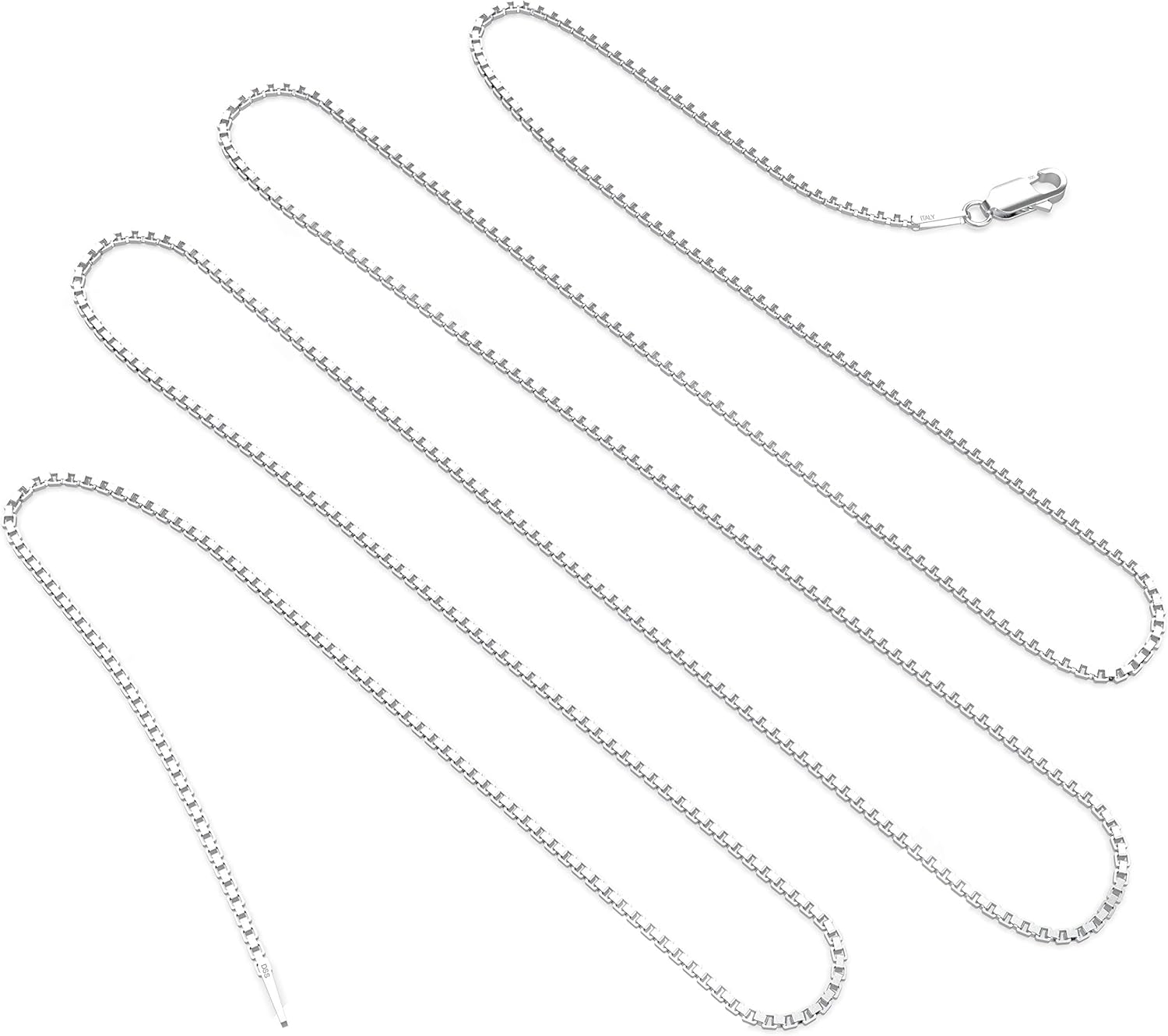 925 Sterling Silver 1MM Box Chain Nickel Free Italian