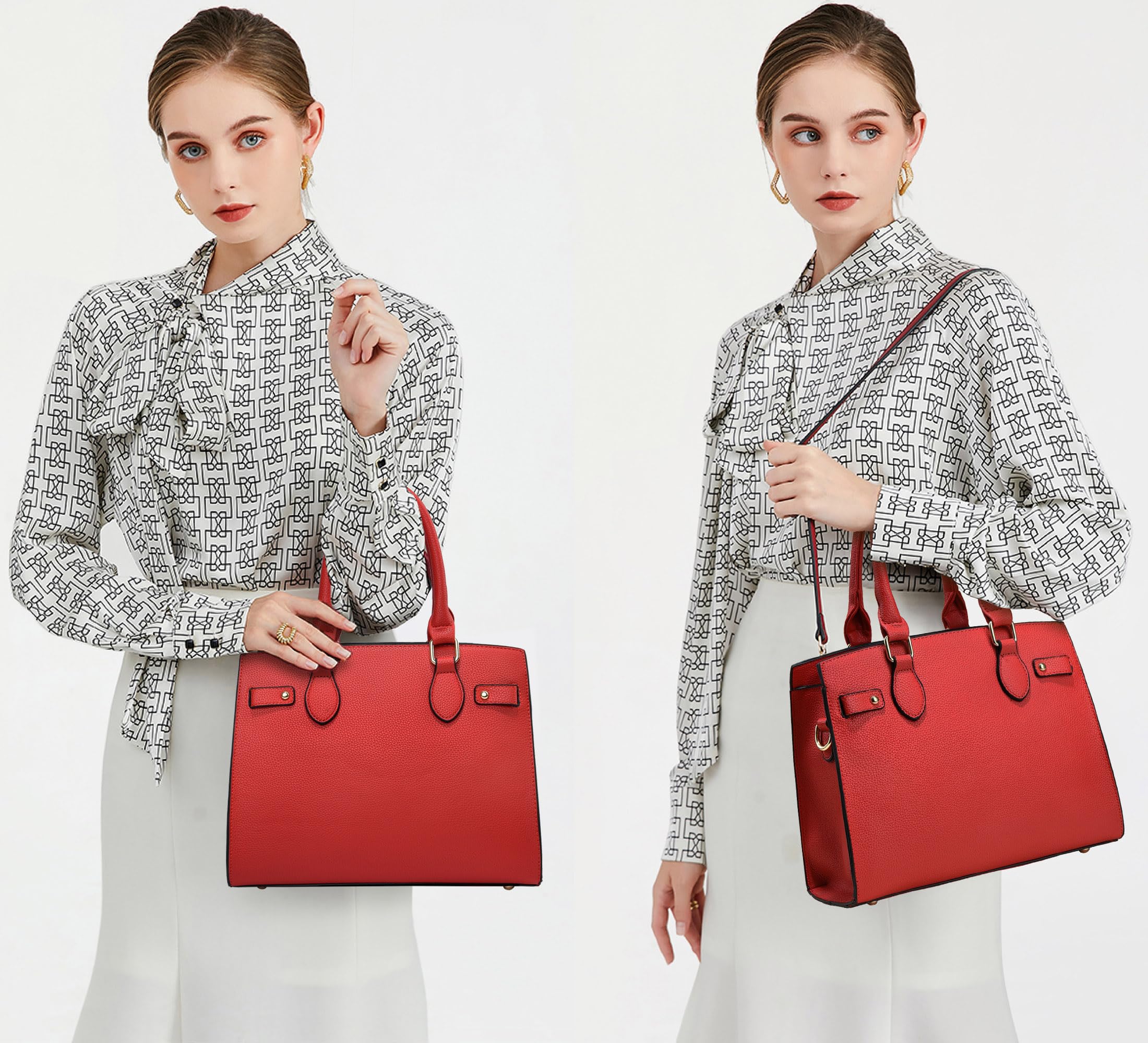 DMICXEL Tote Bag Crossbody Purses for Women Shoulder Handbag PU Leather Top Handle Satchel Bags (Red)