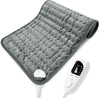 VVAYHUA Heating Pad Electric Heat Pad for Back 6 Heating Levels & 4 Timer Settings Heated Pad Auto Shut Off 12x24 Inches Body Relaxation Removbale Cable Machine Washable - Dark Grey