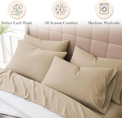 Miniatura 3 de Southshore Fine Living, Inc. Juego de sábanas de bolsillo extra profundo para cama individual, sábanas de microfibra ultra suave de 4 piezas con