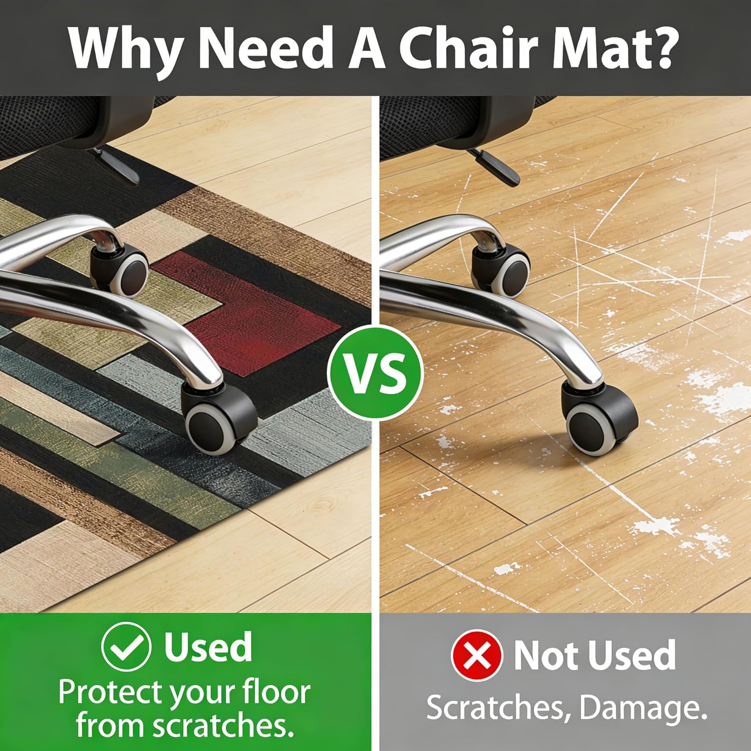 PAIPY Office Chair Mat for Hardwood Floor, Abstract Desk Mats,Under Desk Rug Protector for Rolling Chair, Computer Gaming Chair Mats, Low Pile Carpet Floor Mat (Geometric Pattern, 39"x63")