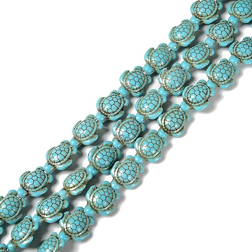 Miniatura 2 de Faittd - Cuentas de tortuga turquesa howlita azul con agujero de 0.059 pulgadas (0.591 x 0.709 in), 15.5 pulgadas, hebra para fabricación de joyas,