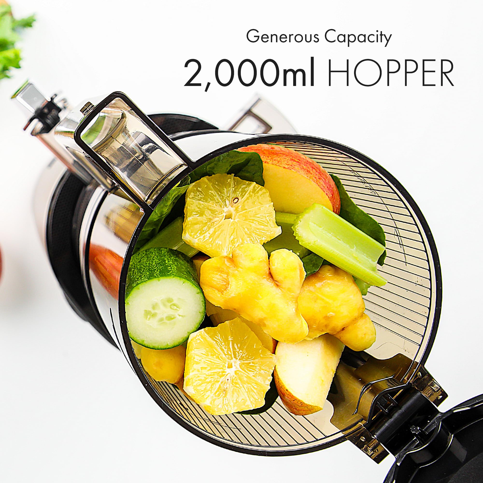 Kuvings AUTO8 Entsafter – Pflegeleichter Slow Juicer mit 2L Fassungsvermögen und 200W Motor ideal für Obst, Gemüse (Schwarz)_KHS-860SE