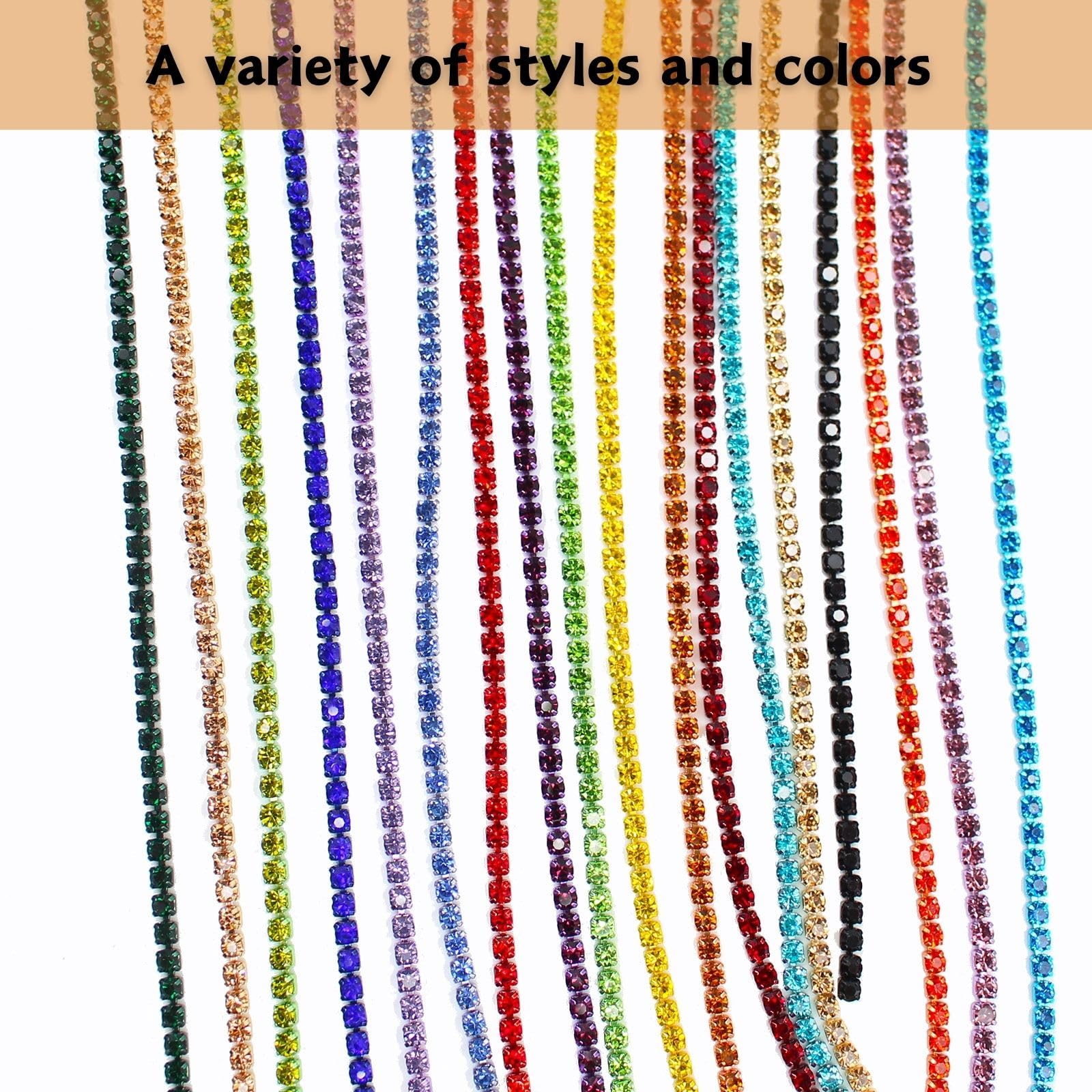 PEARLY JUN 10 Yards Orange Rhinestone Chain Topaz Rhinestone Trim Crystal Artificial Stone Trim Cup Chain SS6 2mm Color Plated Cup Stitch Costume Decoration - Image 4