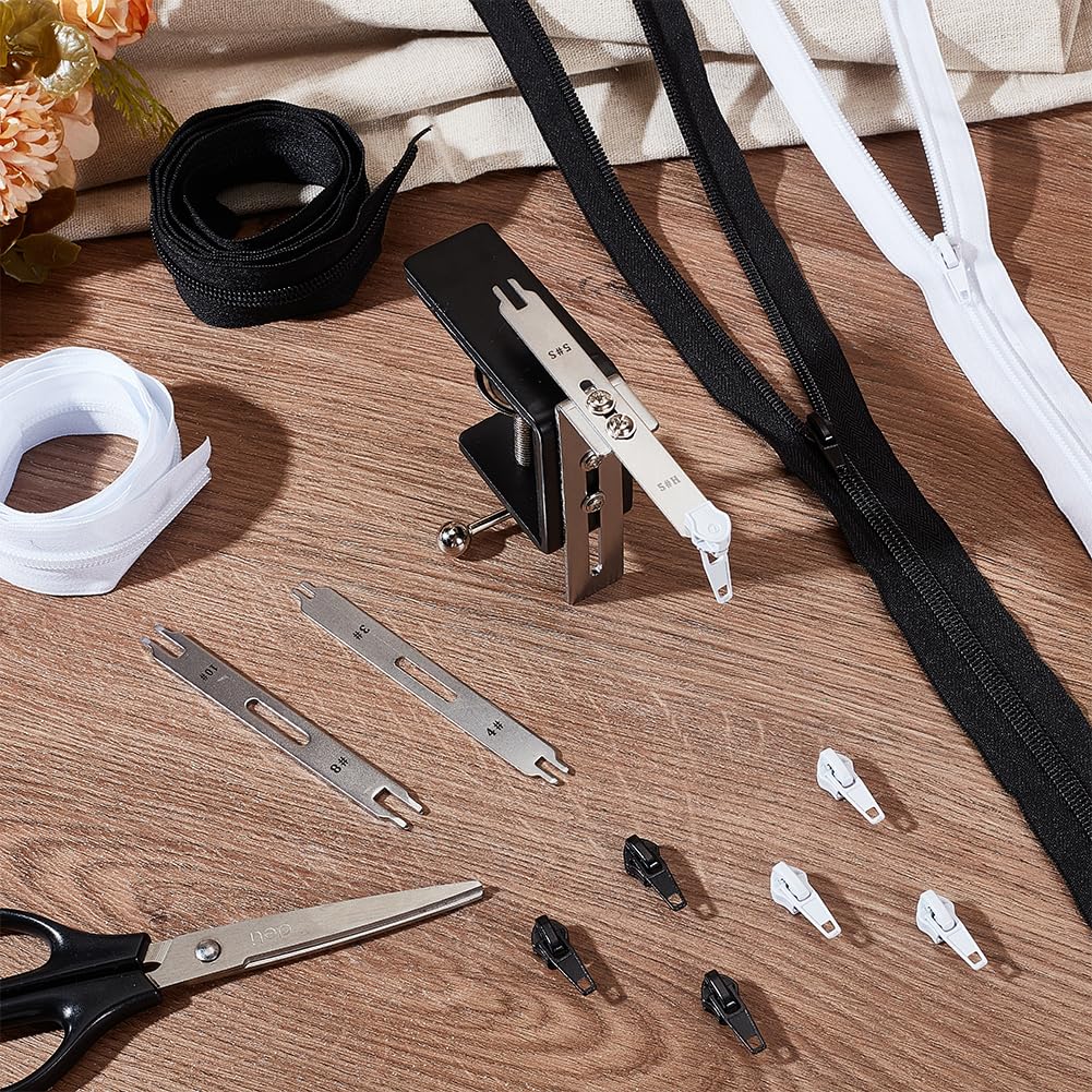 AHANDMAKER Zipper Jig Schieber, Werkzeugsatz für die Reißverschlussmontage von #2,5 bis #10, Reißverschlüsse Und Schieber Ersetzen Reißverschlüsse zum Nähen, Schlafsack