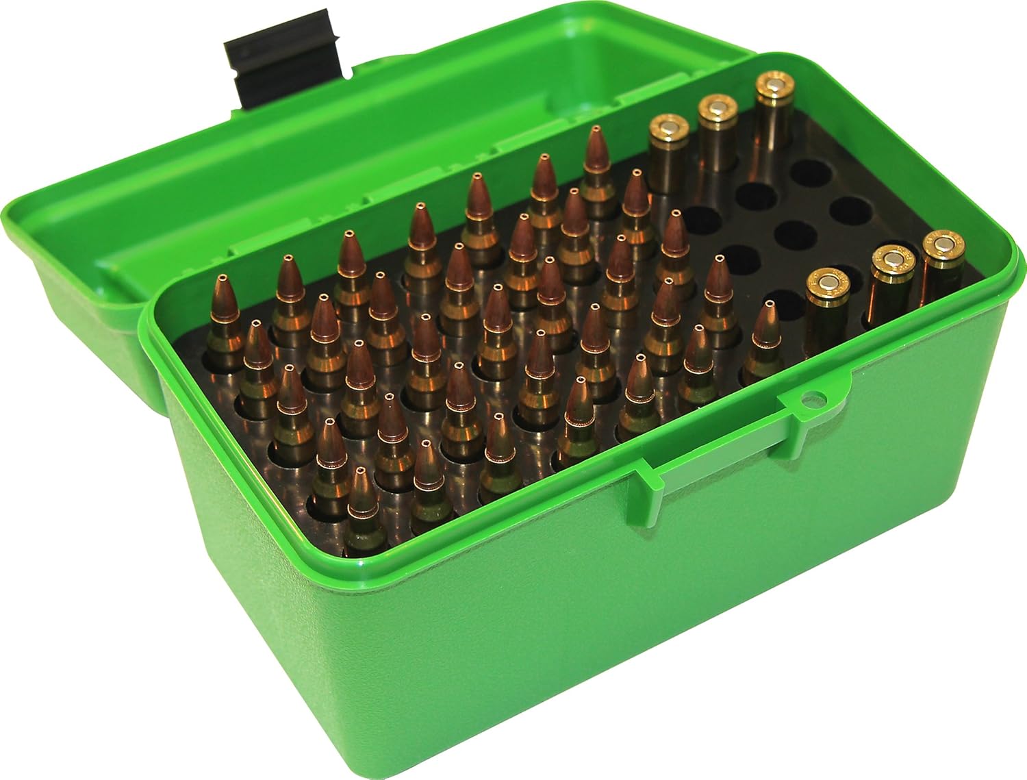 MTM H50-RM Deluxe 50-Round Rifle Ammo Box 220 Swift 22-250 243 308 Win, Green (Pack of 12)