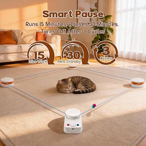 Miniatura 6 de Interactive Cat Toy for Indoor Cats – Automatic Moving & Enrichment Toy for Indoor Cats/Kitten, Auto/Manual Control Cat Treadmill for Exercise &
