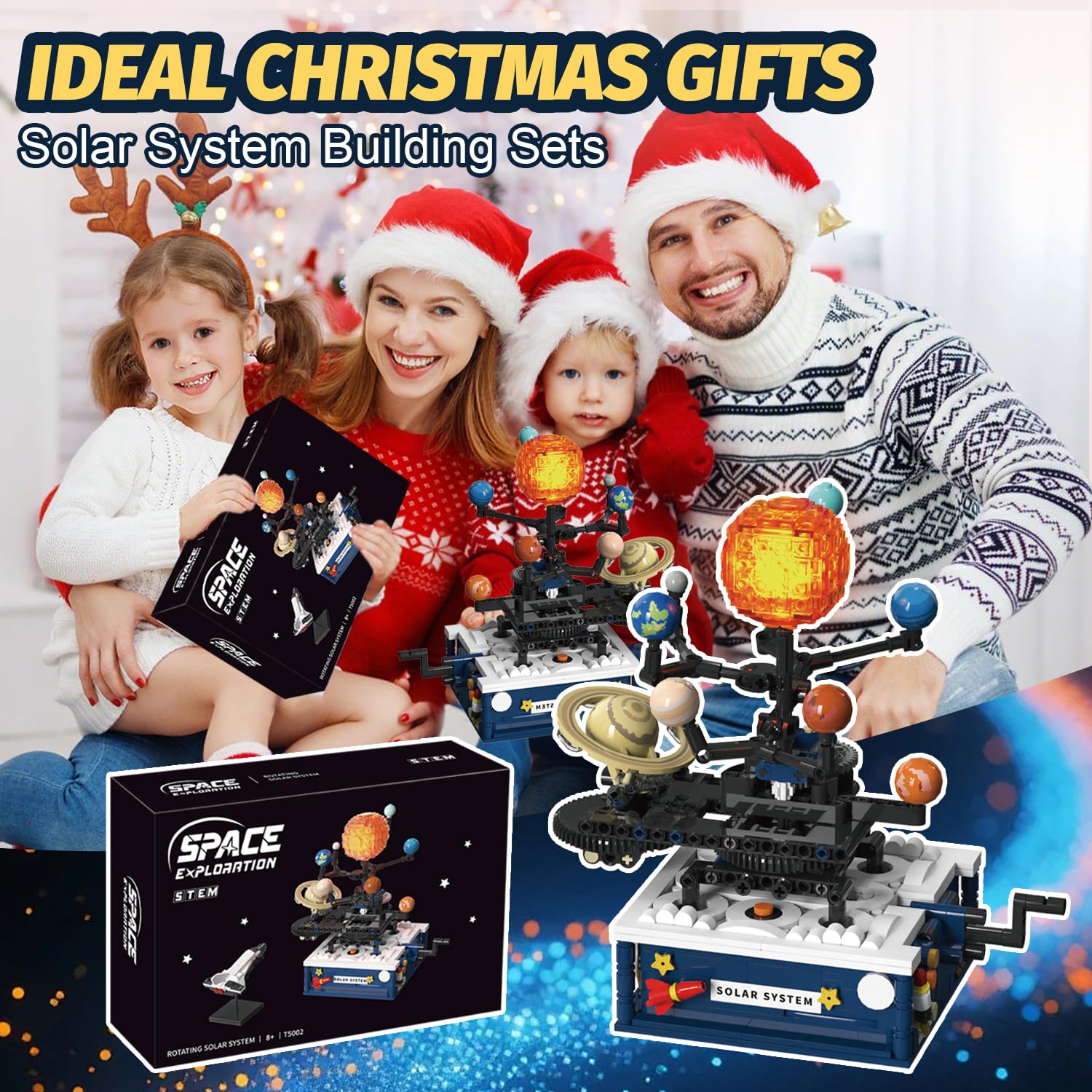 Solar System Building Sets，Compatible with Lego Space, Rotatable Planet Toys for Boys Age 8-12 with 9 Planets & Rocket Sets,Solar System for Kids,Gifts for Boys & Girls Age 8-14 Years Old，775 PCS