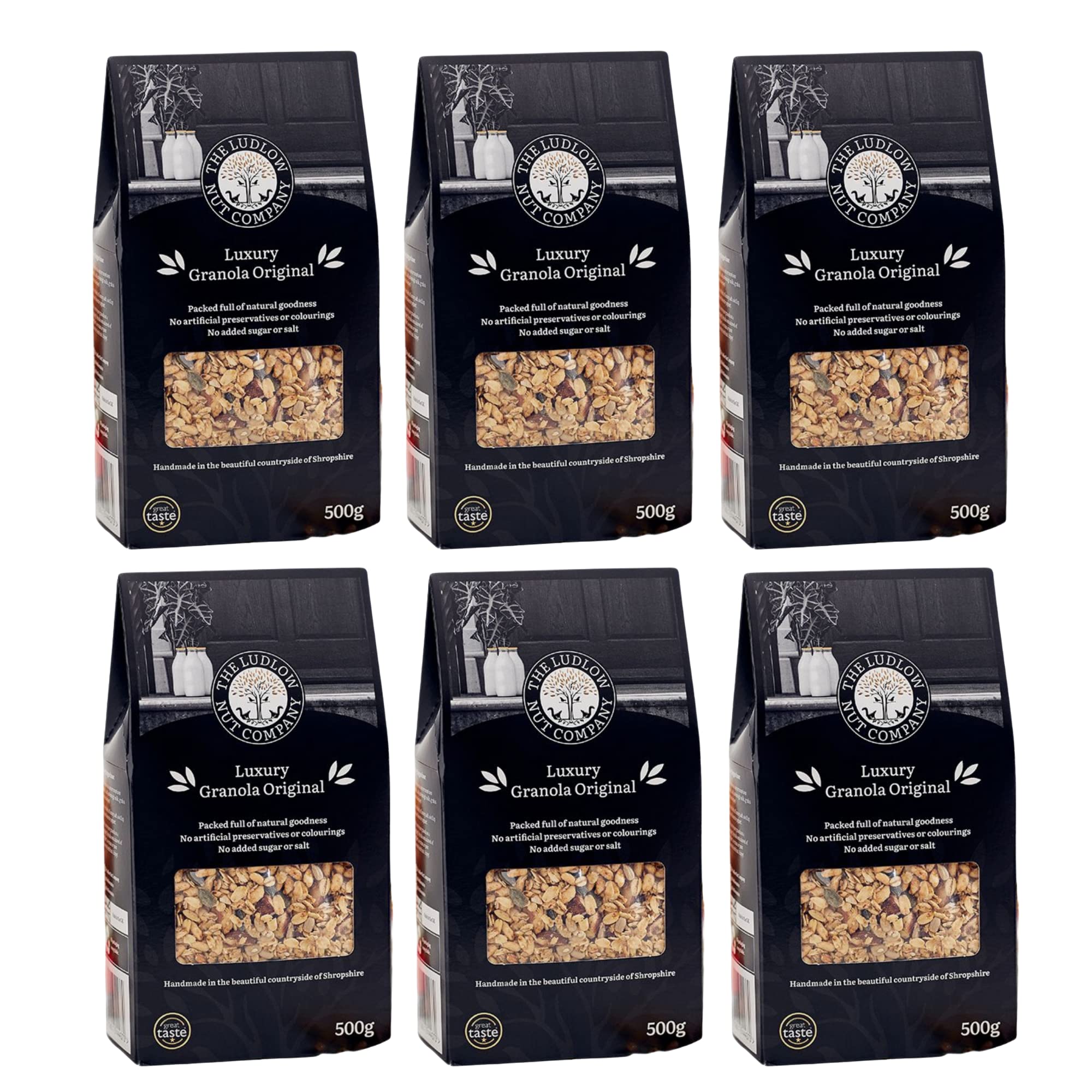 Luxury Original Granola by Ludlow Nut - Breakfast Cereal - Contains Almonds, Oats, Seeds, and Maple Syrup - Source of Vegan Protein and Fibre (6 x 450g)