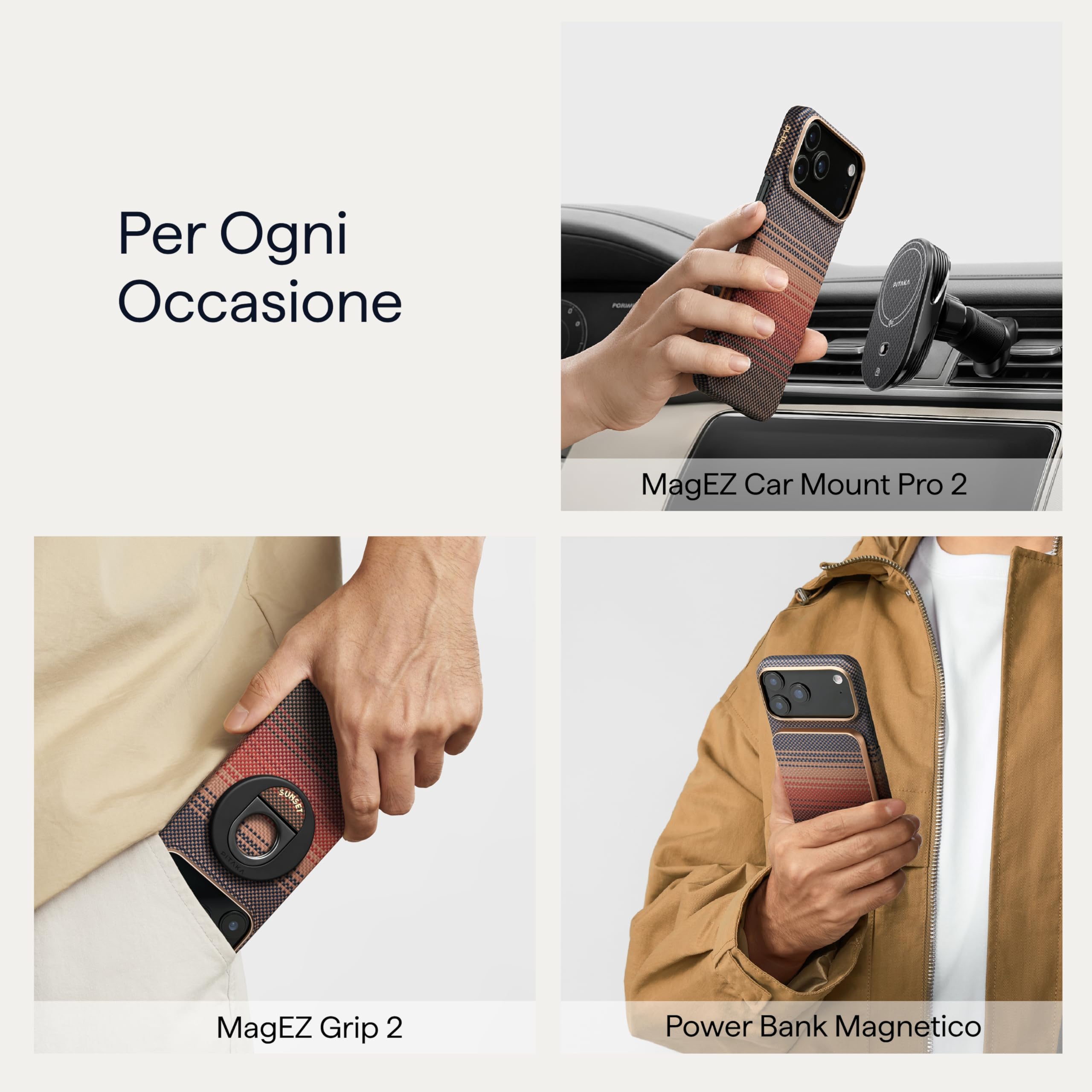 pitaka Custodia Magnetica per iPhone 17 Pro Max in Fibra Aramidica di Qualità Aeronautica con Pulsante PitaTap per Fotocamera Cover Compatibile con Magsafe Sottile e Leggera [ultra Sottile] Sunset