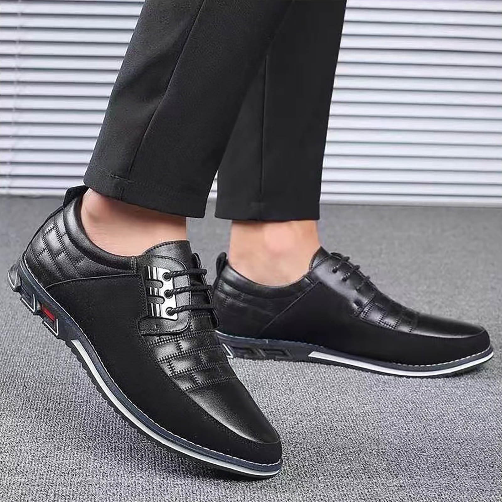 Herren Lederschuhe Casual Sneaker, Anzug Schuhe Herren schwarz Lack Weichen Sohlen Sommerschuhe Business Arbeitsschuhe Atmungsaktiv Businessschuhe Slip on Sportschuhe Leichte Hochzeitsschuhe