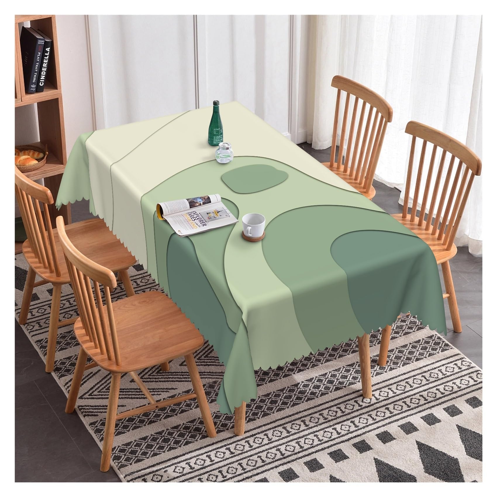 BDFJEDS Waterproof Tablecloth Simple Table Cloth Geometric Pattern Dining Room Waterproof Oilproof Rectangular Tablecloth(Color2,138x200cm 54x78inch)