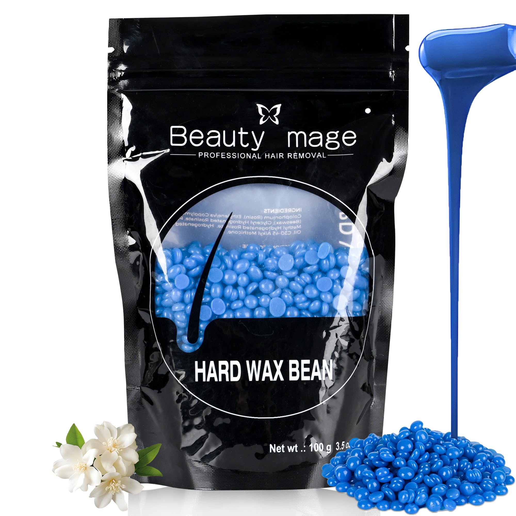 Hard Wax Beans - Chamomile Formula for Sensitive Skin, Hair Removal at Home, Brazilian Bikini, Facial, Legs, Underarms Wax Refill for Women & Men (3.54oz, CHAMOMILE)