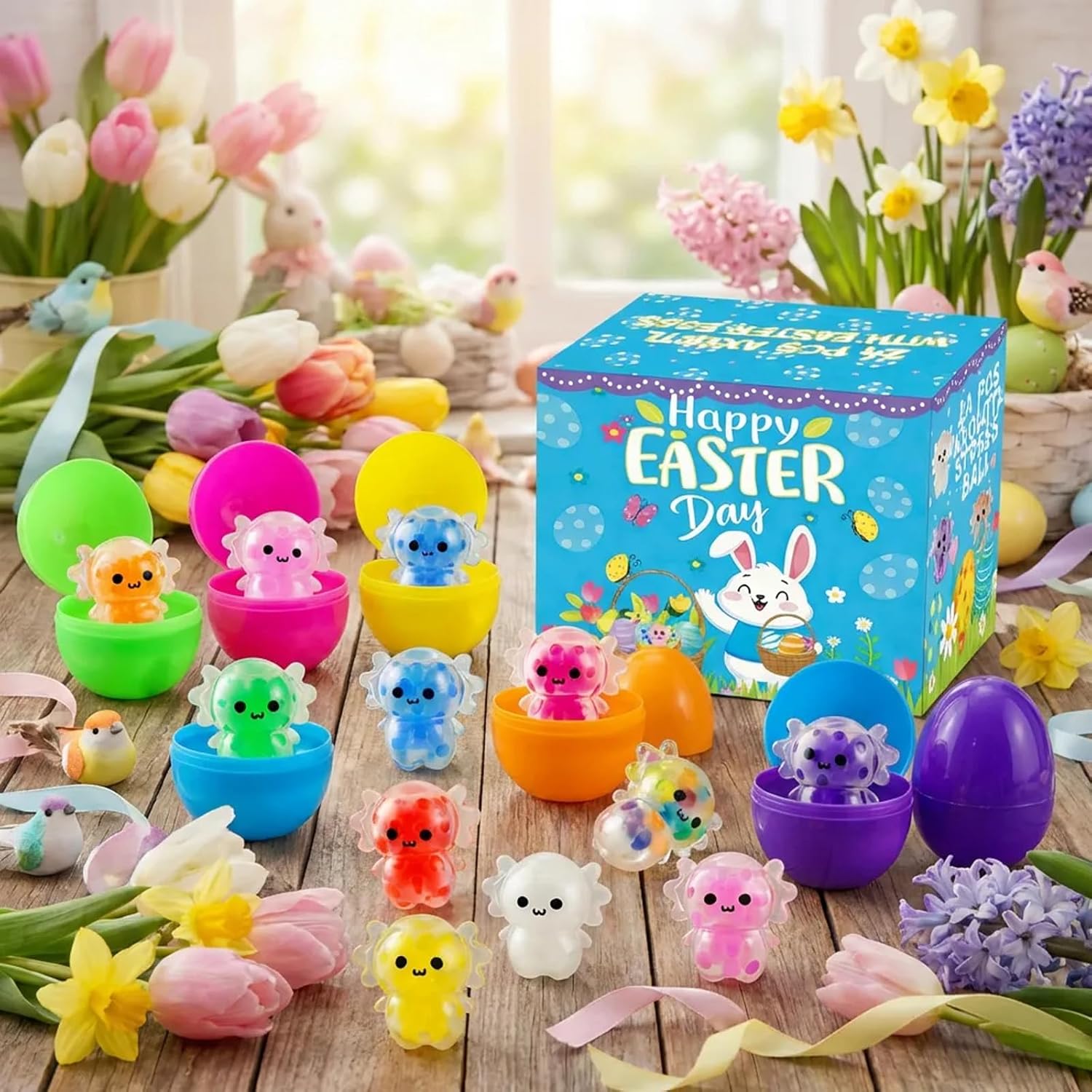 24 Pack Easter Eggs with Axolotl Stress Balls (Axolotl with Eggs)