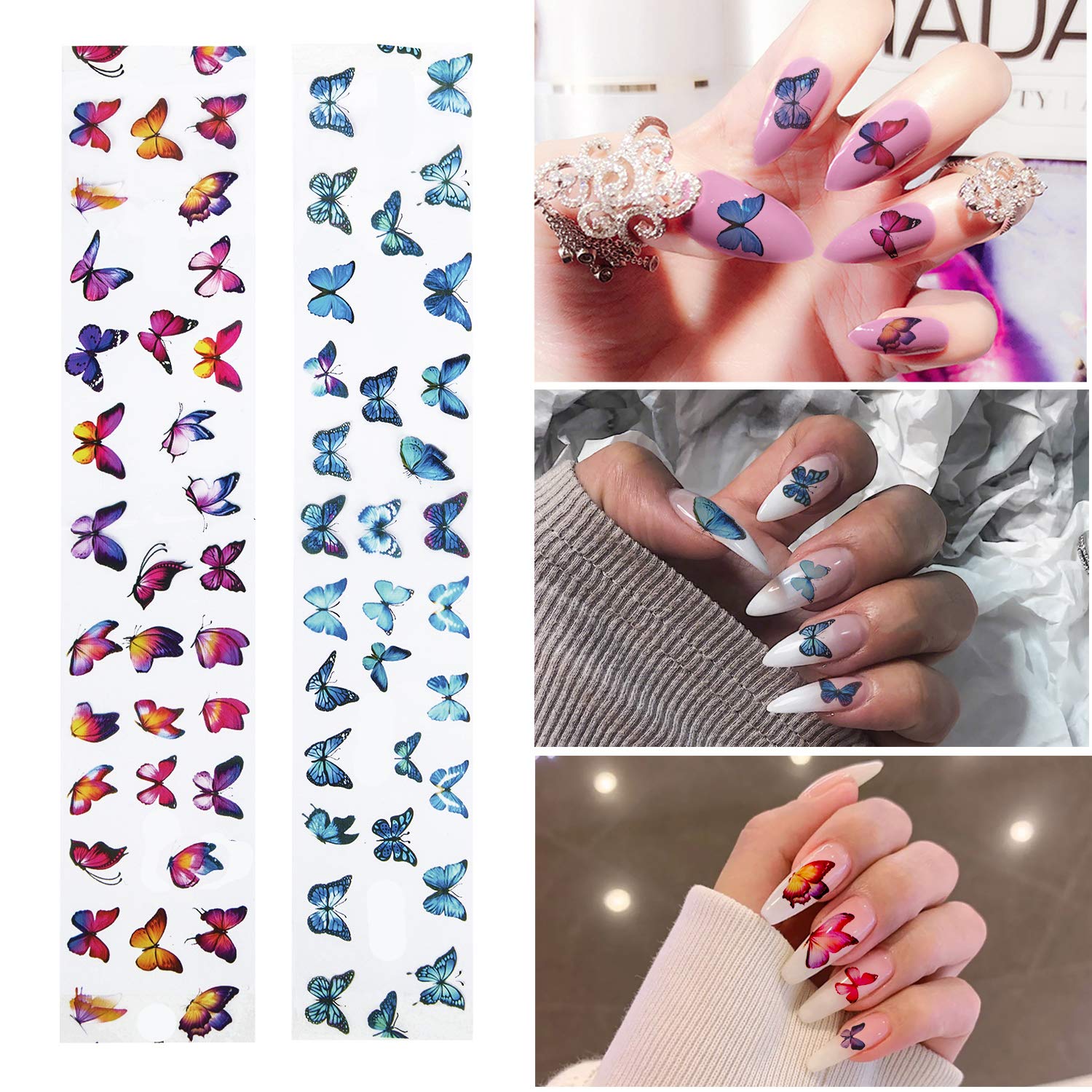 Amazon.com: Butterfly Nail Art Stickers Nail Foil Transfer Decals, 10  Sheets Butterfly Nail Art Stickers Adhesive Nail Decals Starry Manicure Transfer  Nail Foil DIY Decoration Kit : Beauty & Personal Care