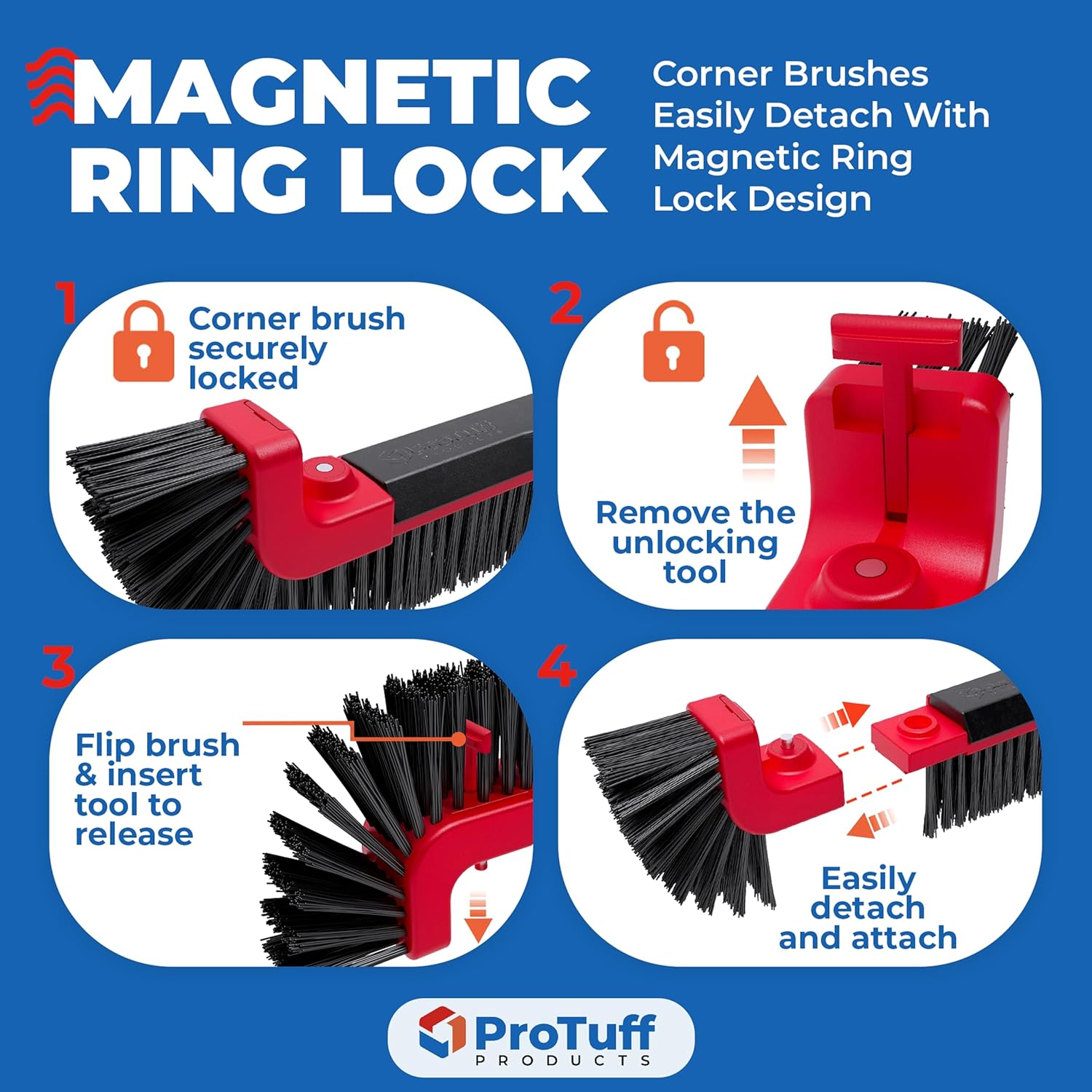 ProTuff 22" Pool Brush Head – Comes Sturdy Bristles, Tough on Algae, Dirt & Grime – Cleans 3X Faster – Extra-Wide Pool Scrubber Brush with Pole Attachment Option - Image 4