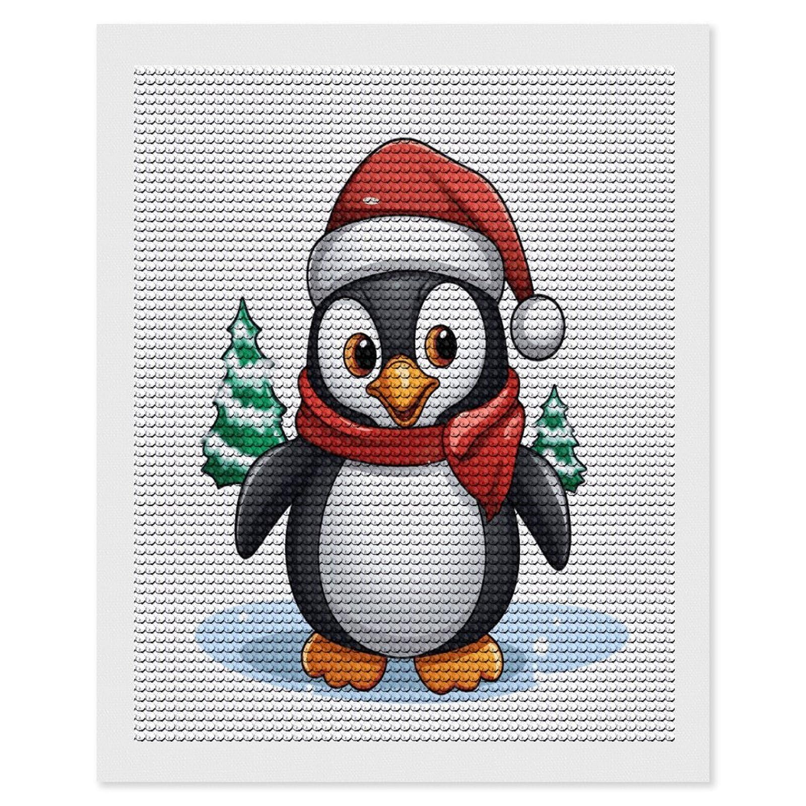 JTREHY Christmas Penguin Diamond Art Kits Personalized DIY Round Diamond Painting Kits for Beginner Full Drill Diamonds Dots Paintings for Adults Gem Art Crafts Home Decor